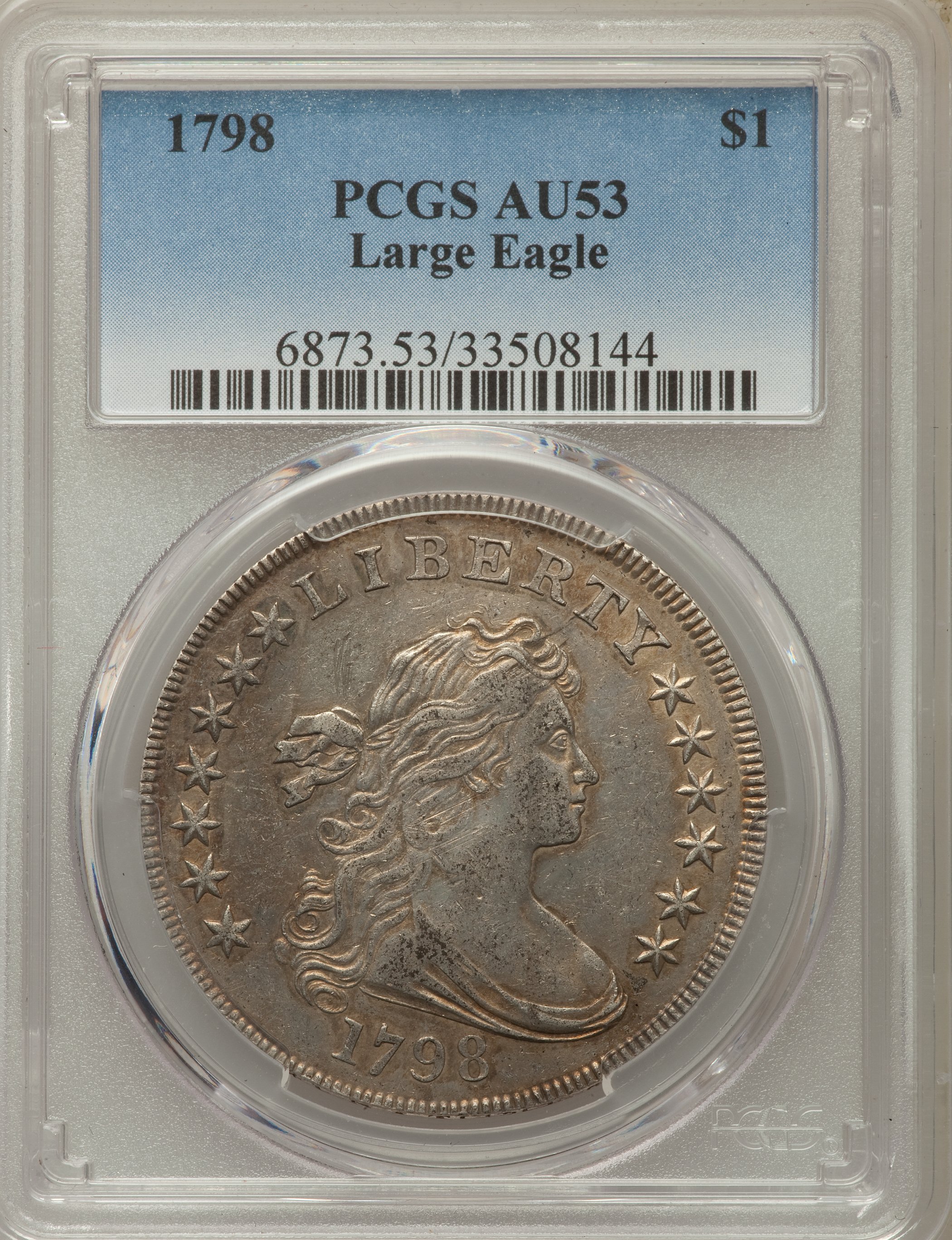 1798 $1  Large Eagle, Pointed 9, 5 Berries, B-24, BB-124 AU53 CAC thumbnail 5