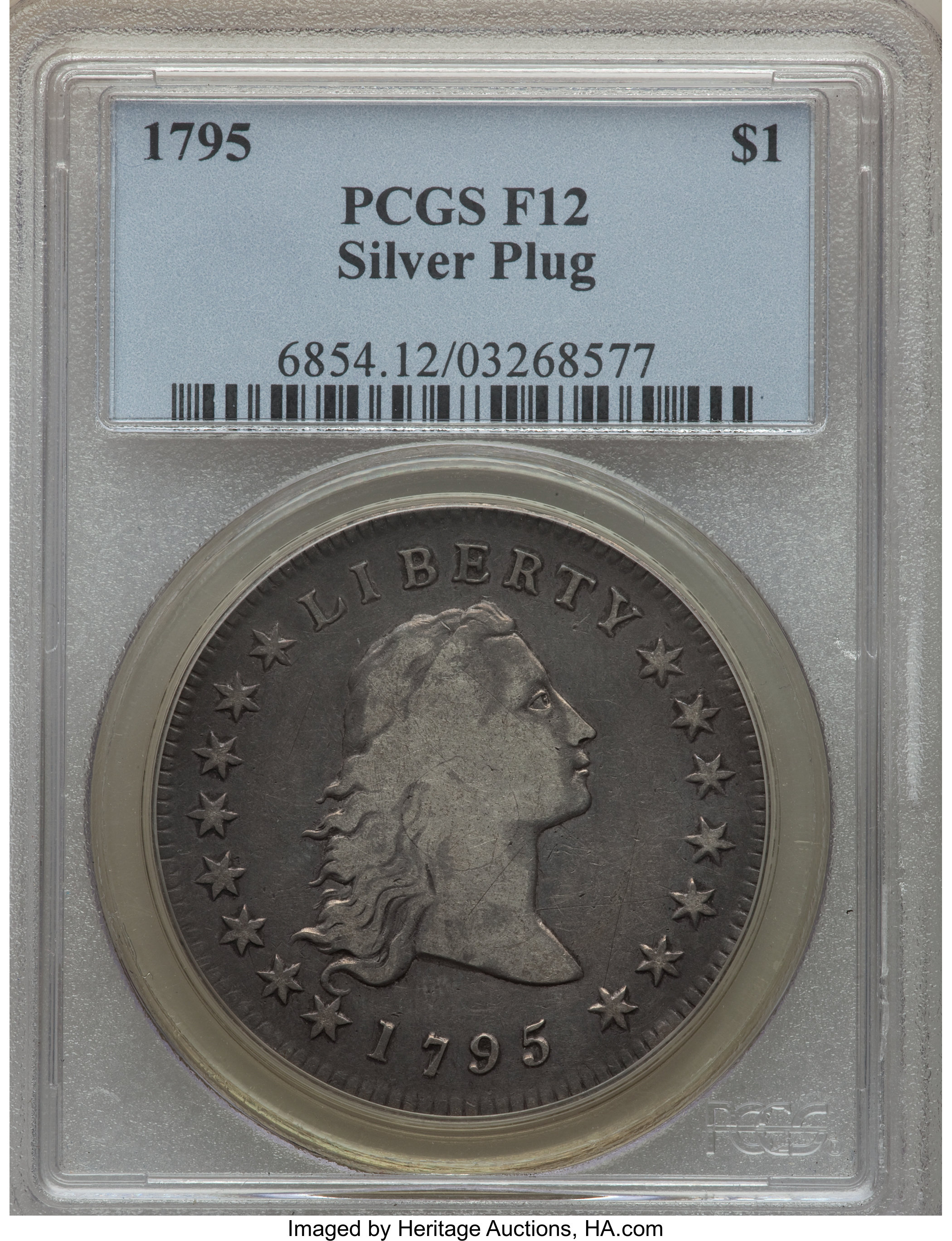 1795 $1  Flowing Hair, Silver Plug, 2 Leaves, B-1, BB-21 P1 thumbnail 10