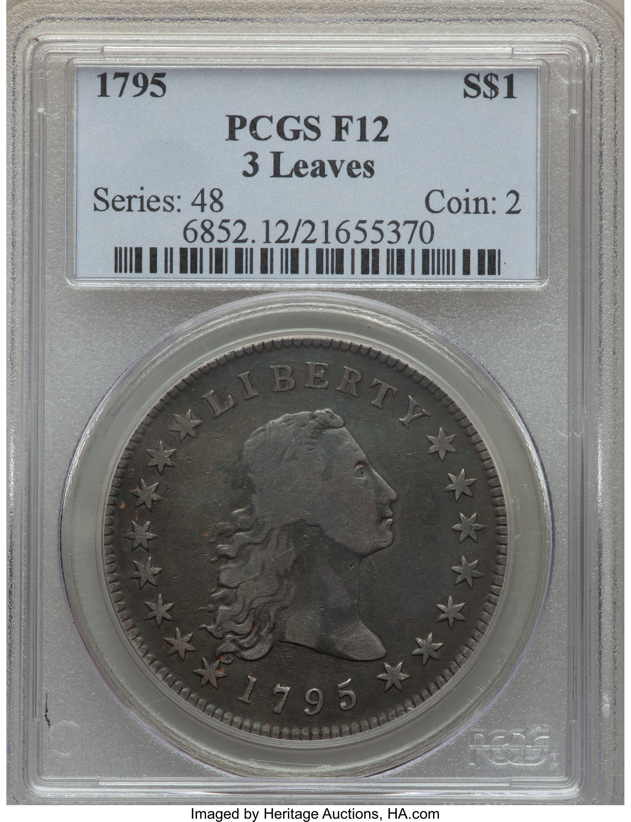 1795 $1  Flowing Hair, 3 Leaves, B-7, BB-18 P1 thumbnail 10
