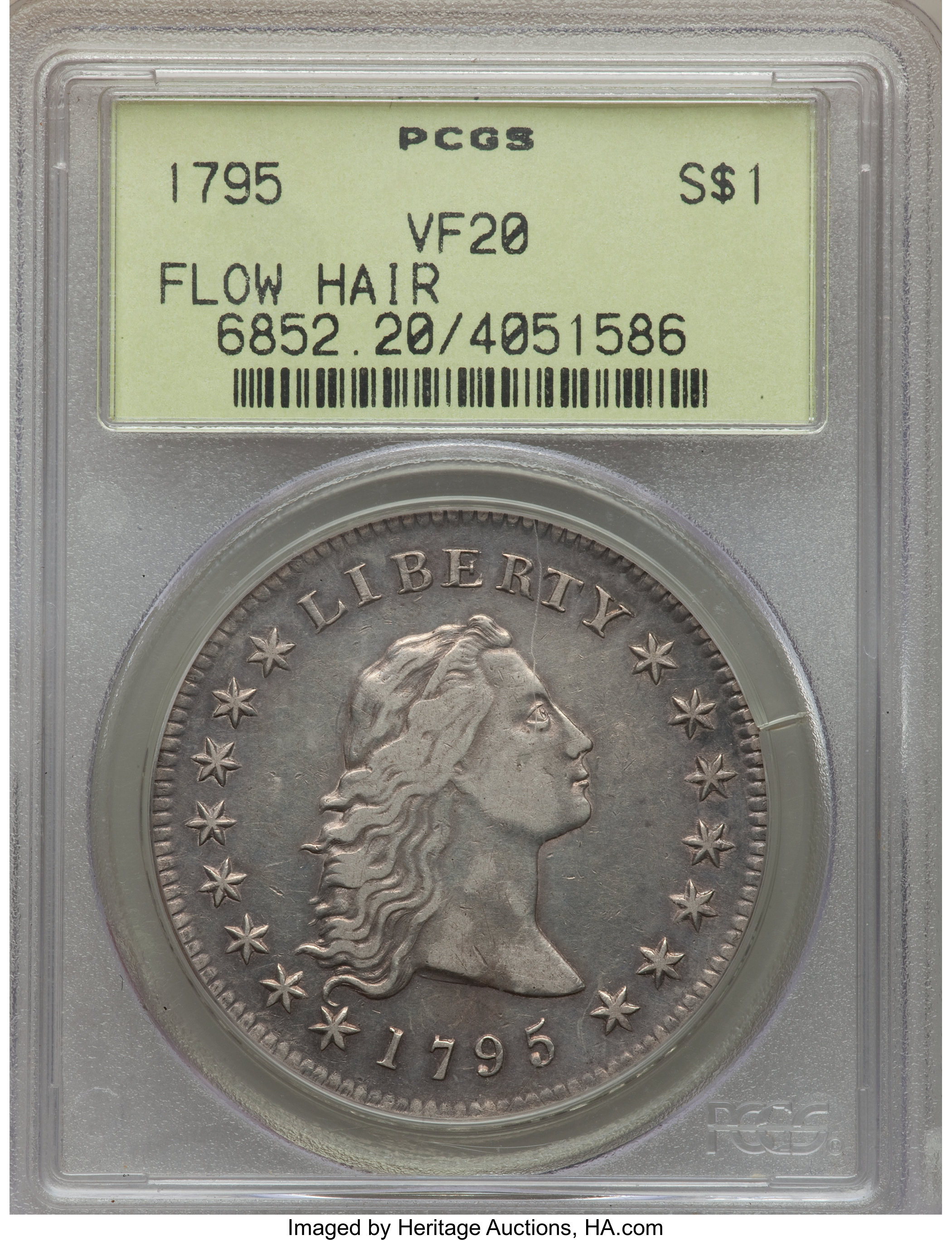 1795 $1  Flowing Hair, 3 Leaves, B-6, BB-25 VF20 thumbnail 4