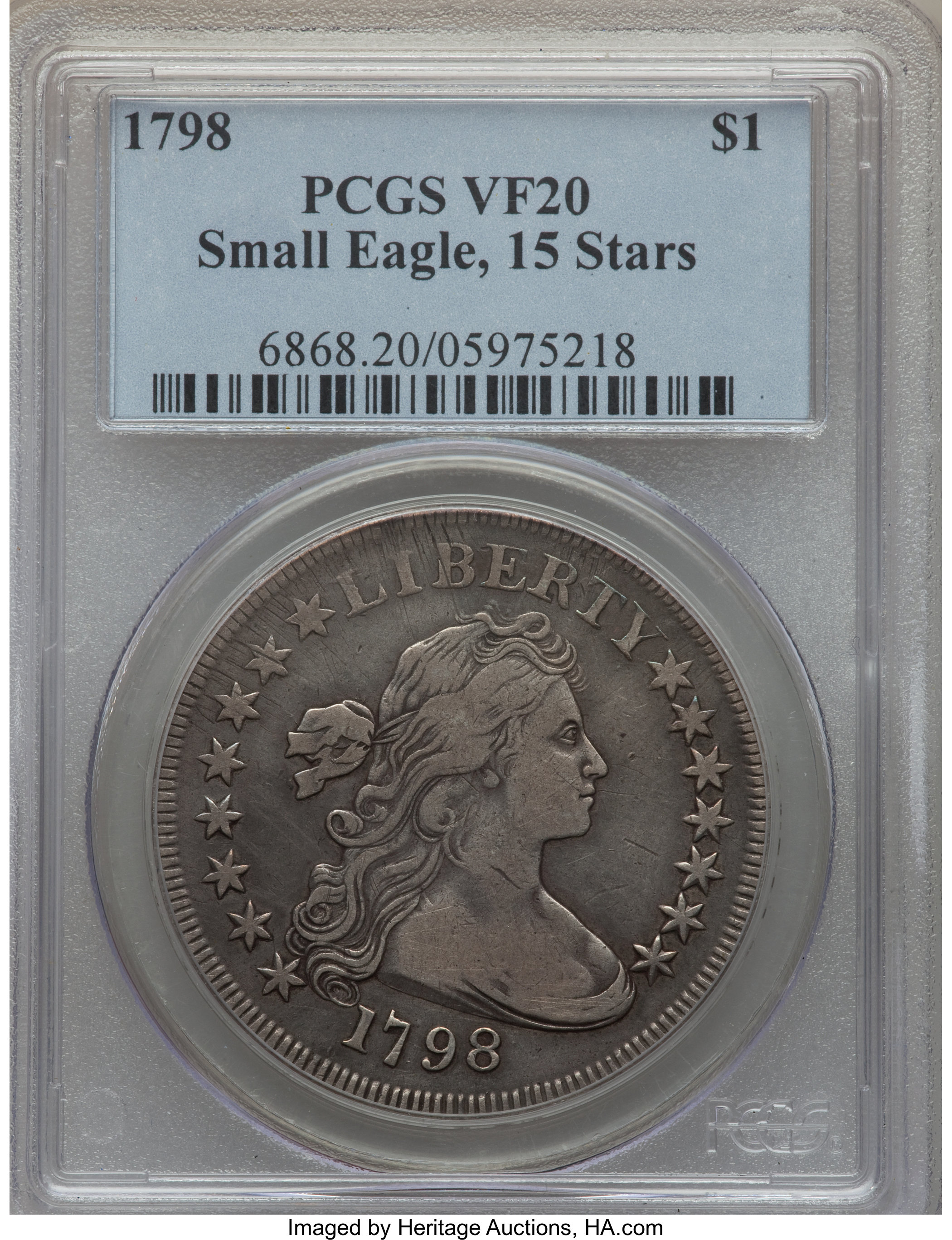 1798 $1  Small Eagle, 15 Stars Obverse, B-2, BB-81 VG10 thumbnail 23
