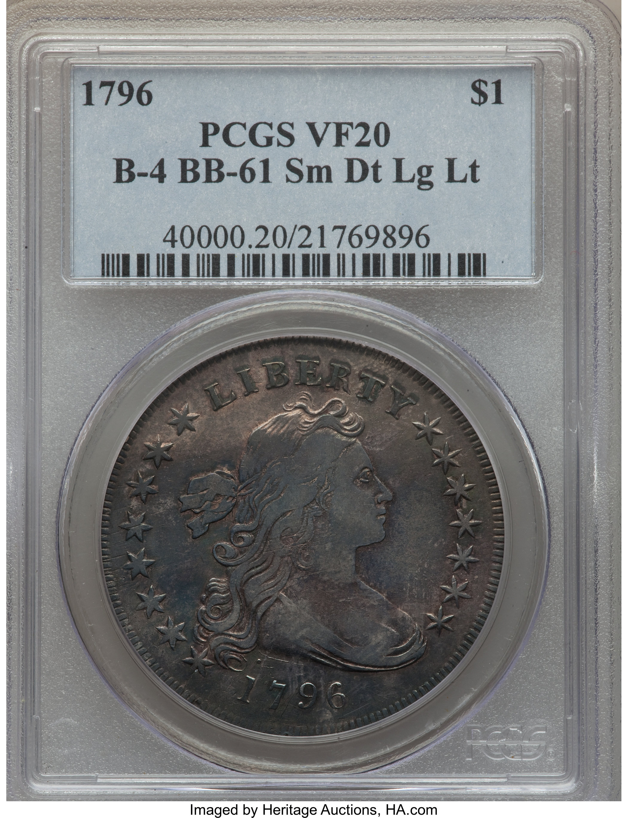 1796 $1  Small Date, Large Letters, B-4, BB-61 AG3 thumbnail 22