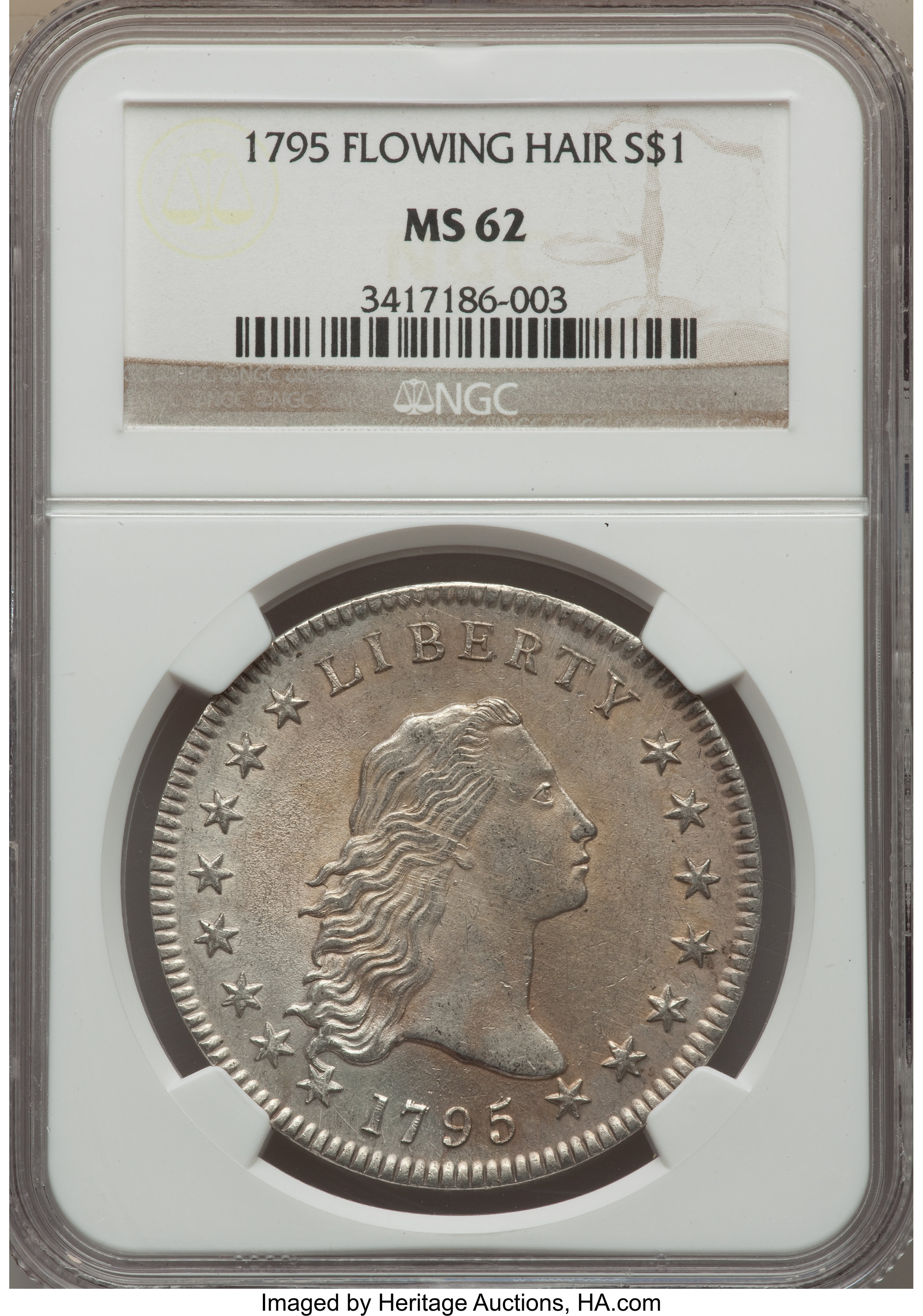 1795 $1  Flowing Hair, 2 Leaves, B-9, BB-13 MS66 thumbnail 4