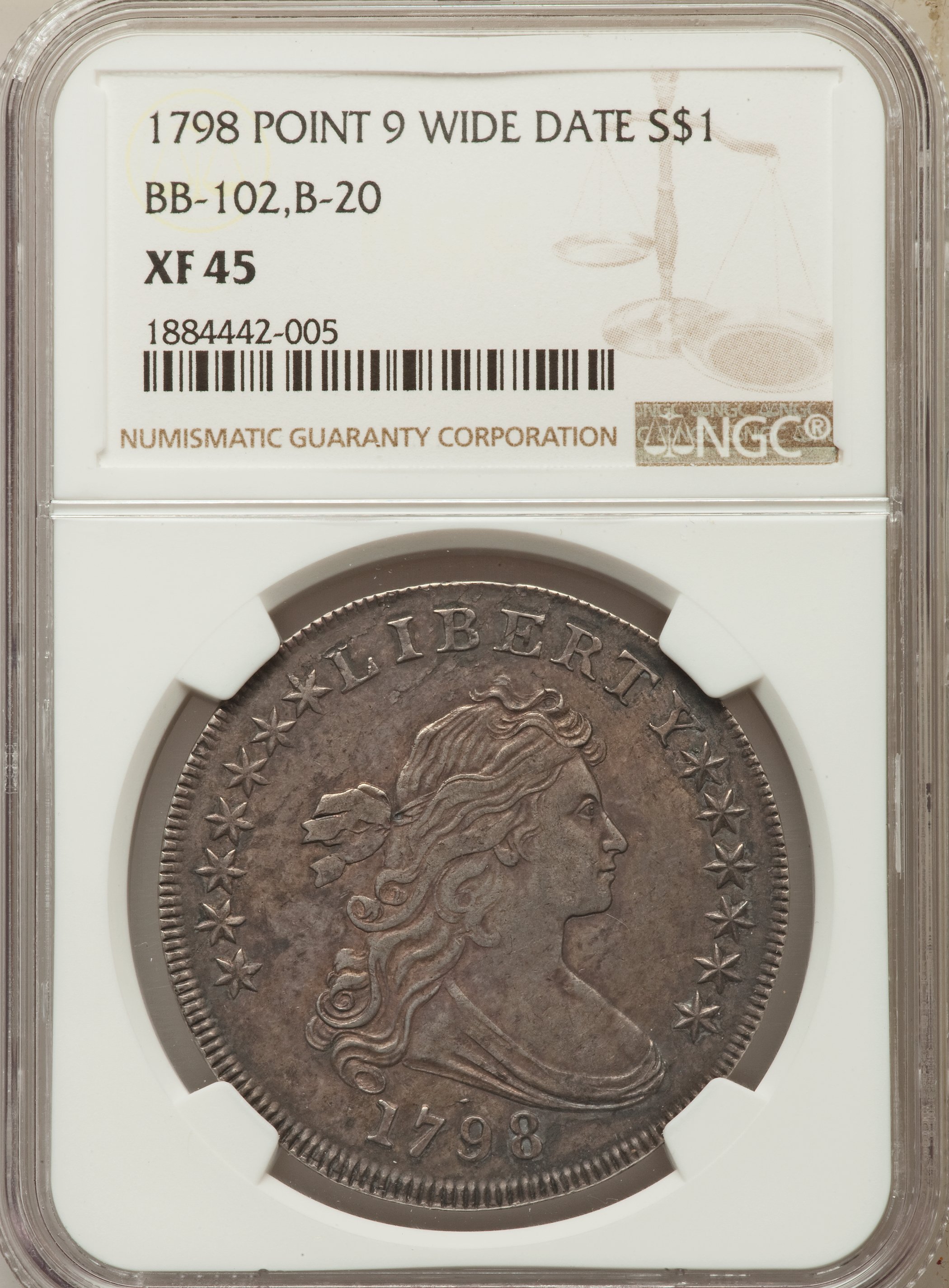 1798 $1  Large Eagle, Pointed 9, Wide Date, B-20, BB-102 G6 thumbnail 27