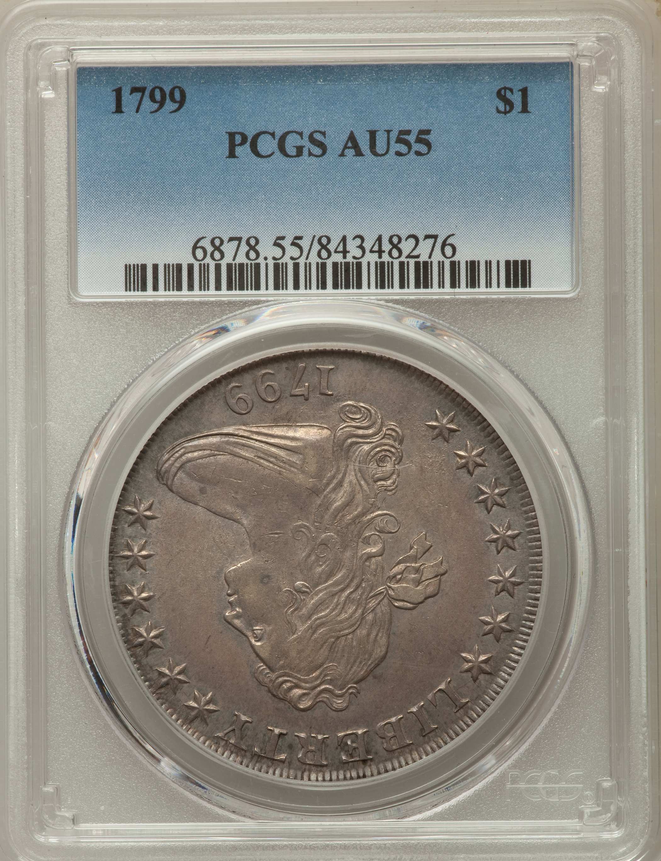 1799 $1  7x6 Stars, B-8, BB-165 AU58 thumbnail 13