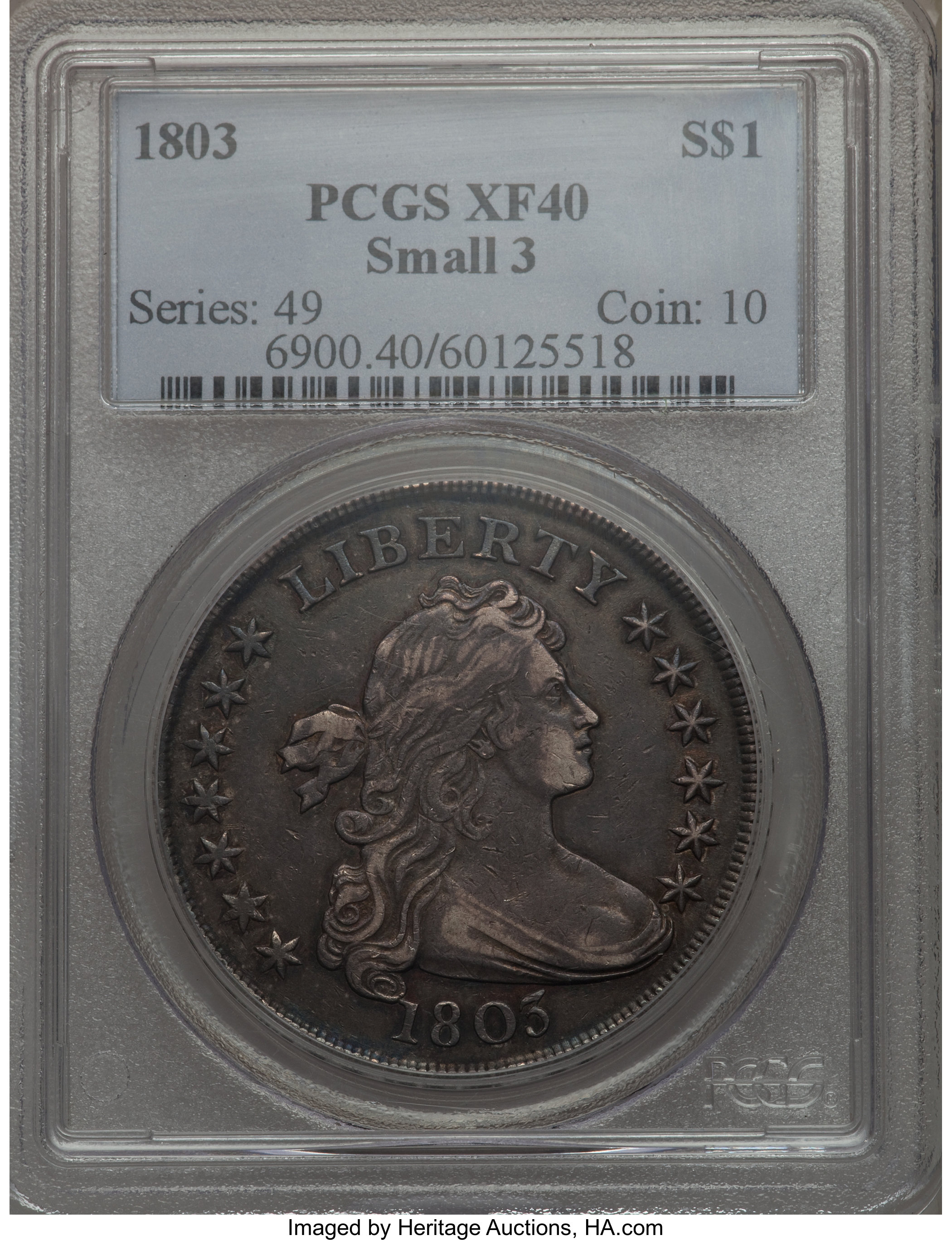 1803 $1  Small 3, B-4, BB-254 XF40 thumbnail 8