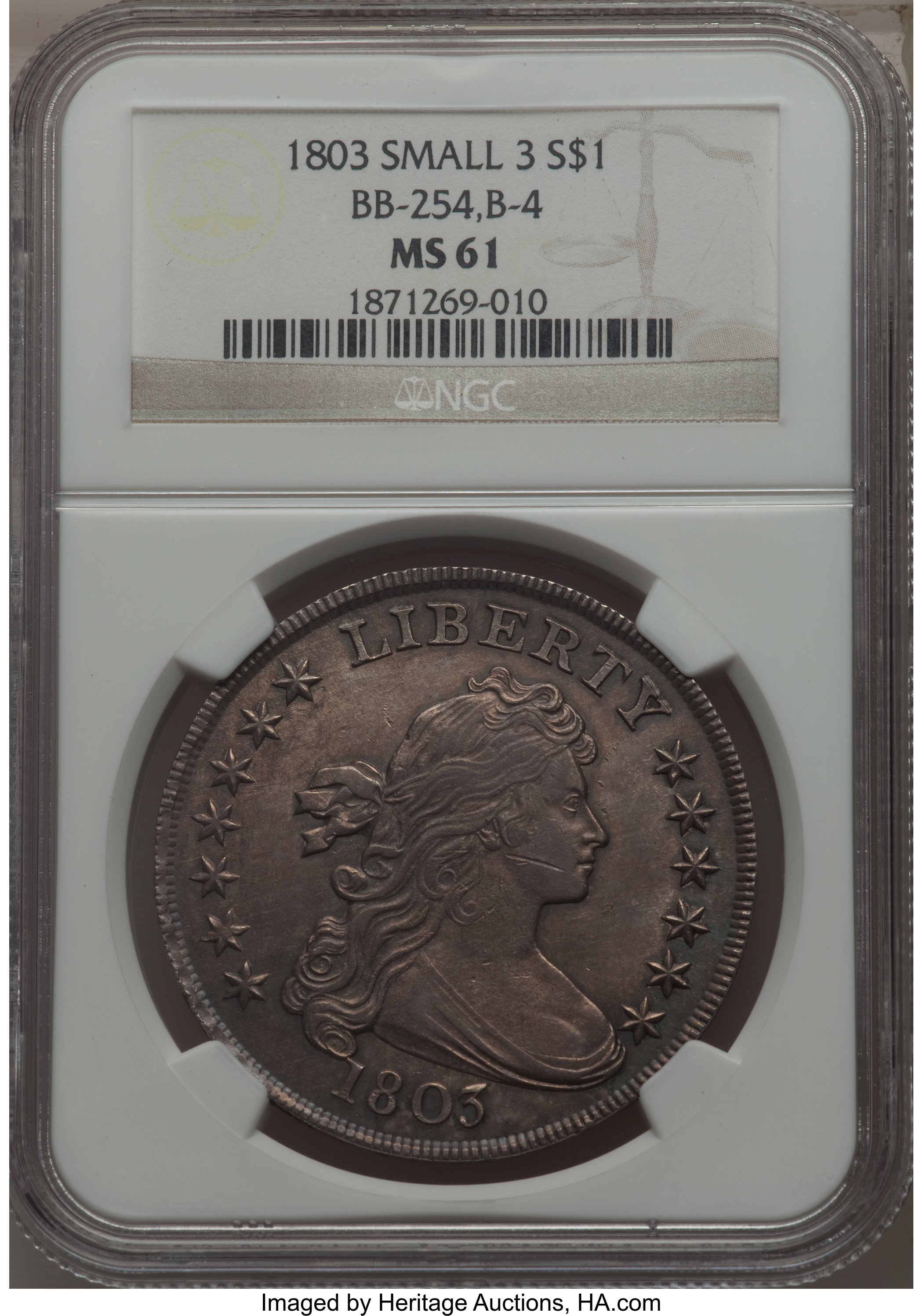 1803 $1  Small 3 MS60 CAC thumbnail 4