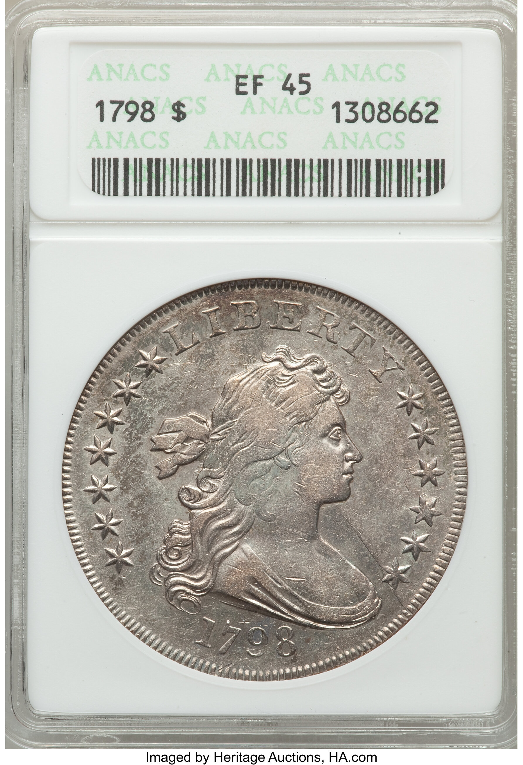 1798 $1  Large Eagle, Pointed 9, 5 Berries, B-11, BB-111 AU50 thumbnail 16