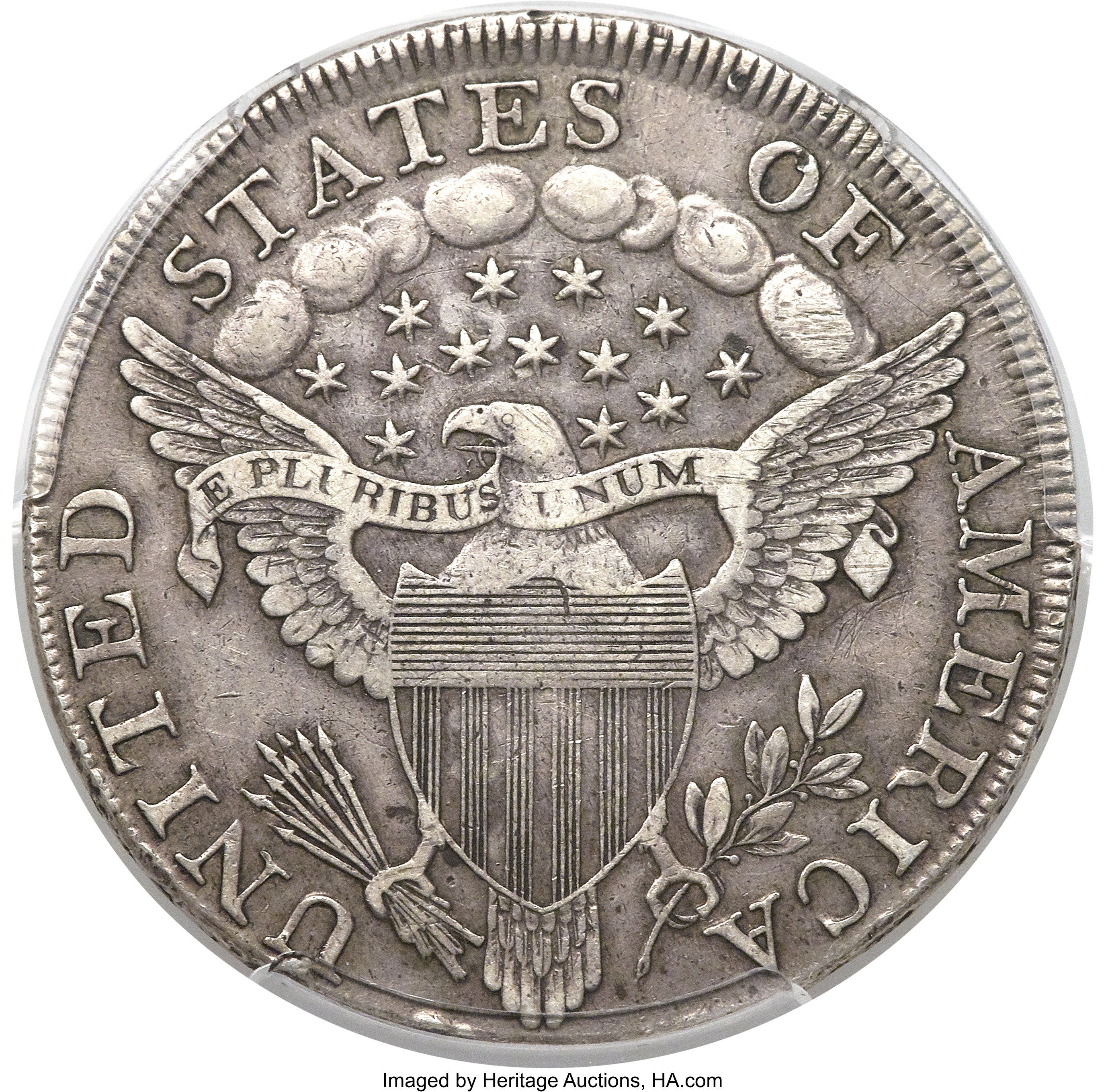 1798 $1  Large Eagle, Knob 9, 4 Vertical Lines, B-7, BB-95 XF45 CAC thumbnail 5