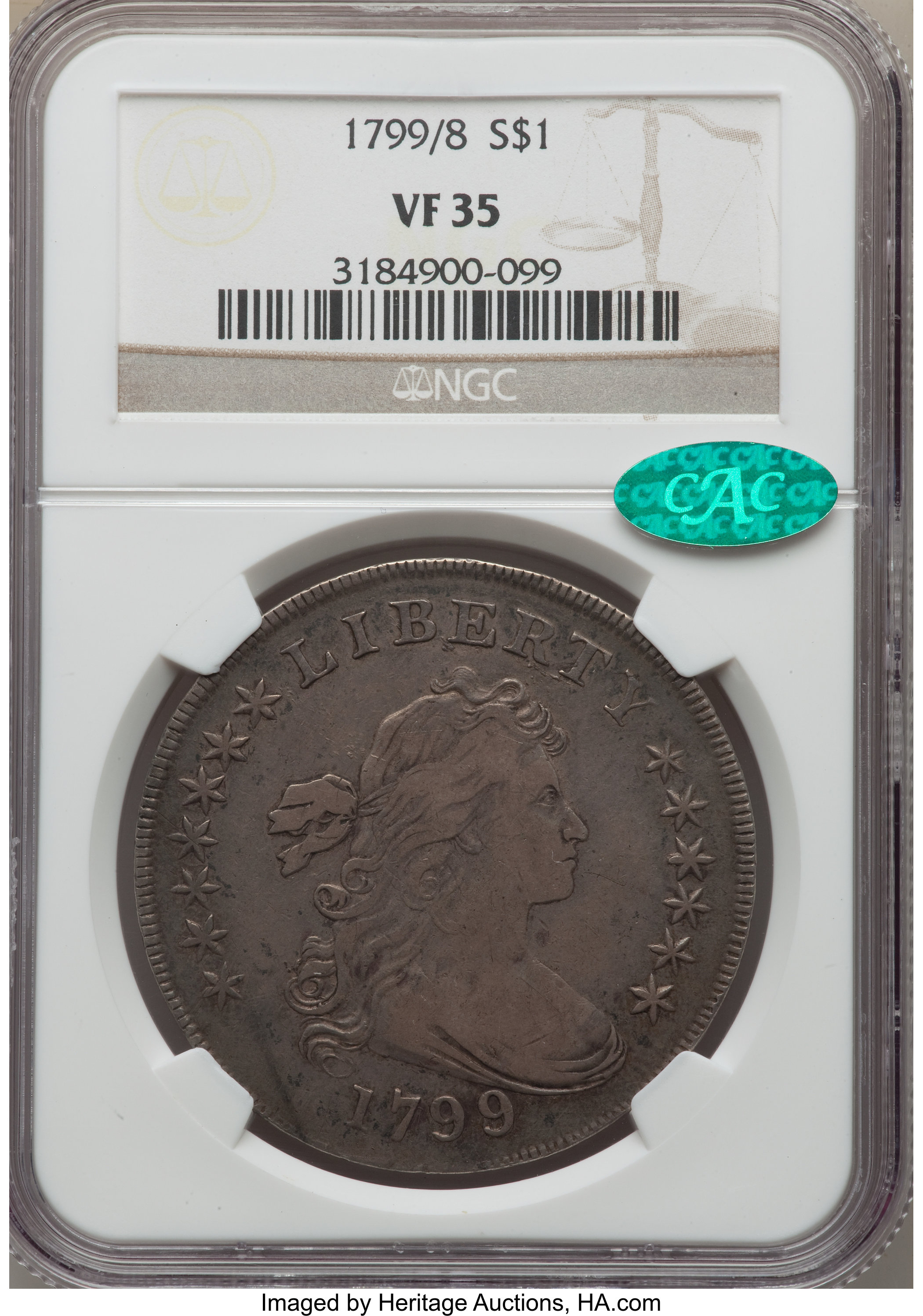1799/8 $1  13 Stars Reverse, B-2, BB-143 VF35 thumbnail 4