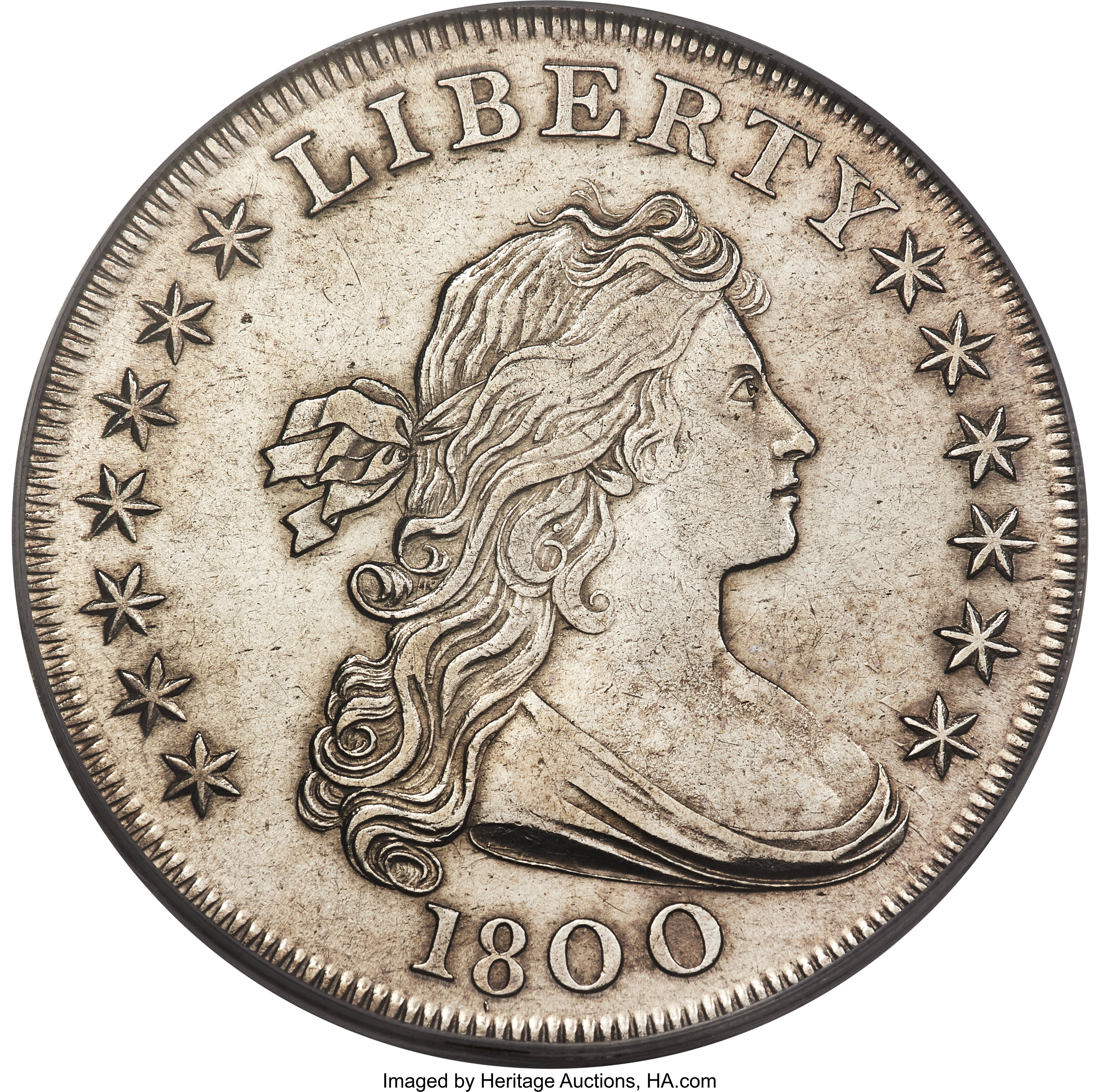 1800 $1 Wide Date, Low 8, B-10, BB-190, R.3, AU50 PCGS. ...