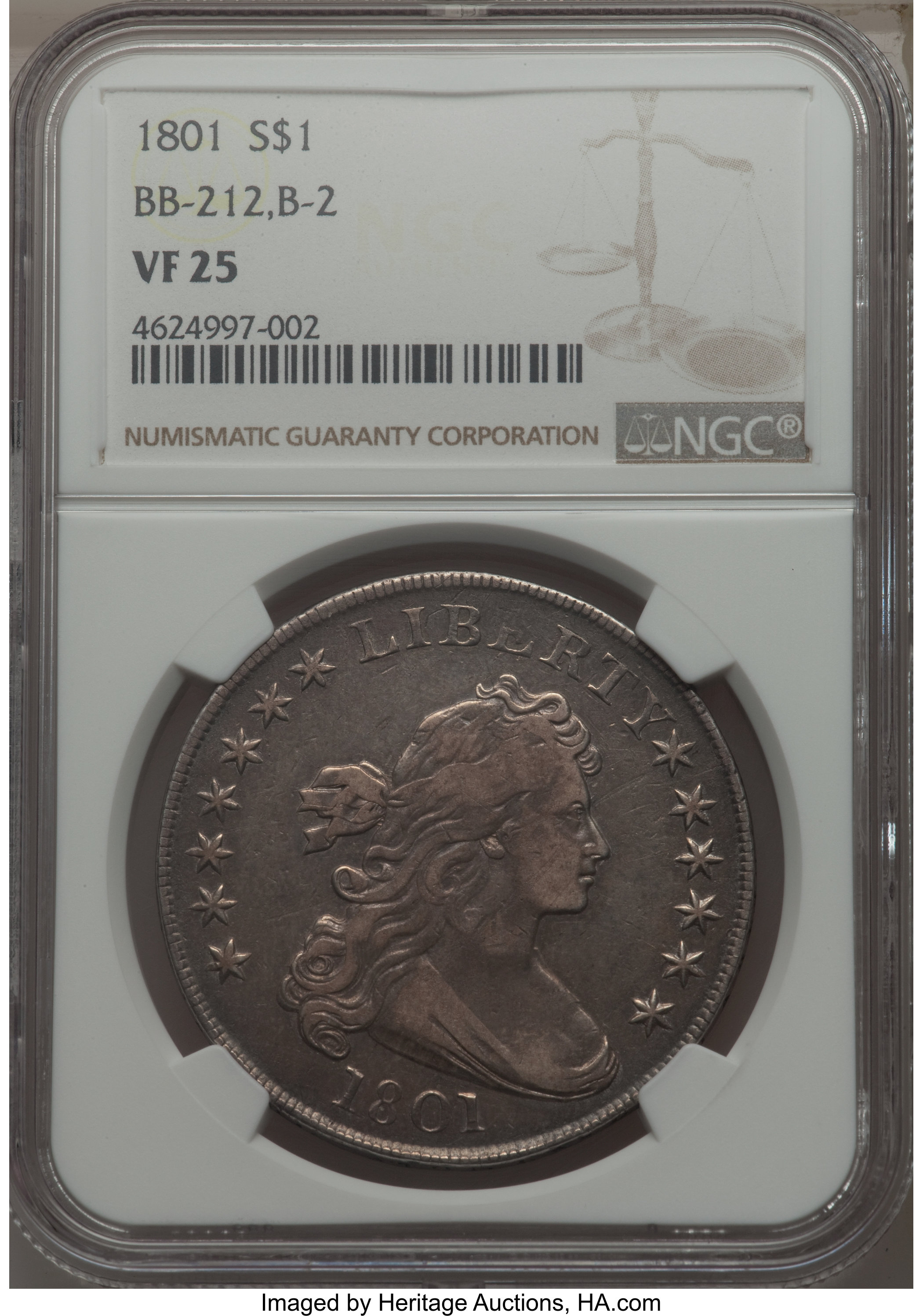 1801 $1  B-2, BB-212 VG10 CAC thumbnail 16
