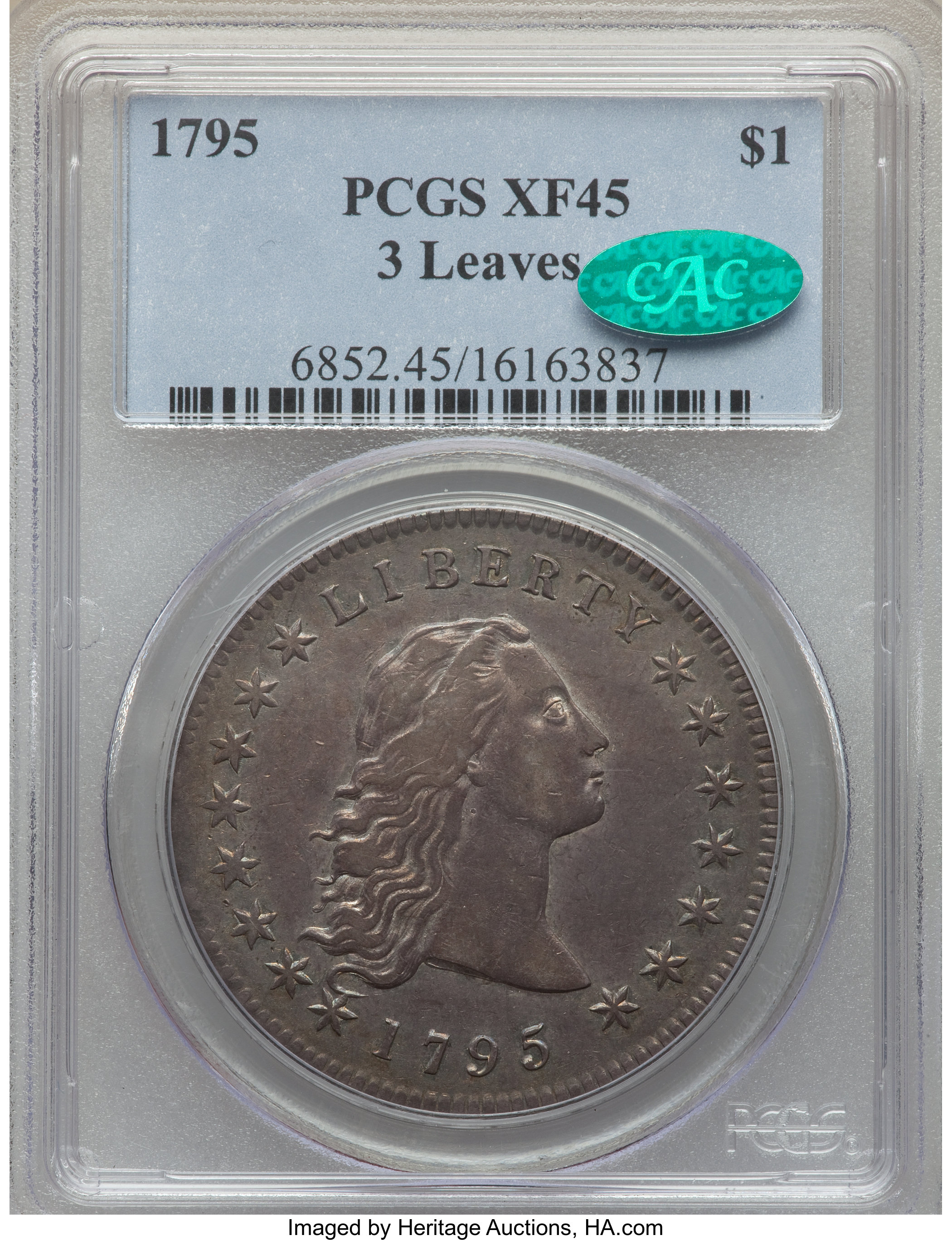 1795 $1  Flowing Hair, 3 Leaves, B-12, BB-26 MS63 CAC thumbnail 11