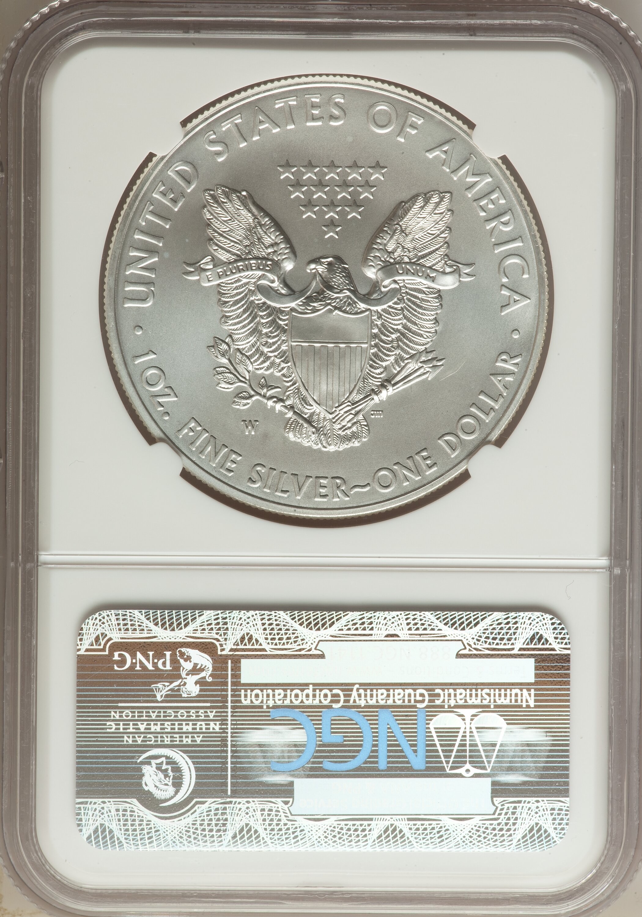 2012-W $1  Silver Eagle, Burnished MS66 thumbnail 4