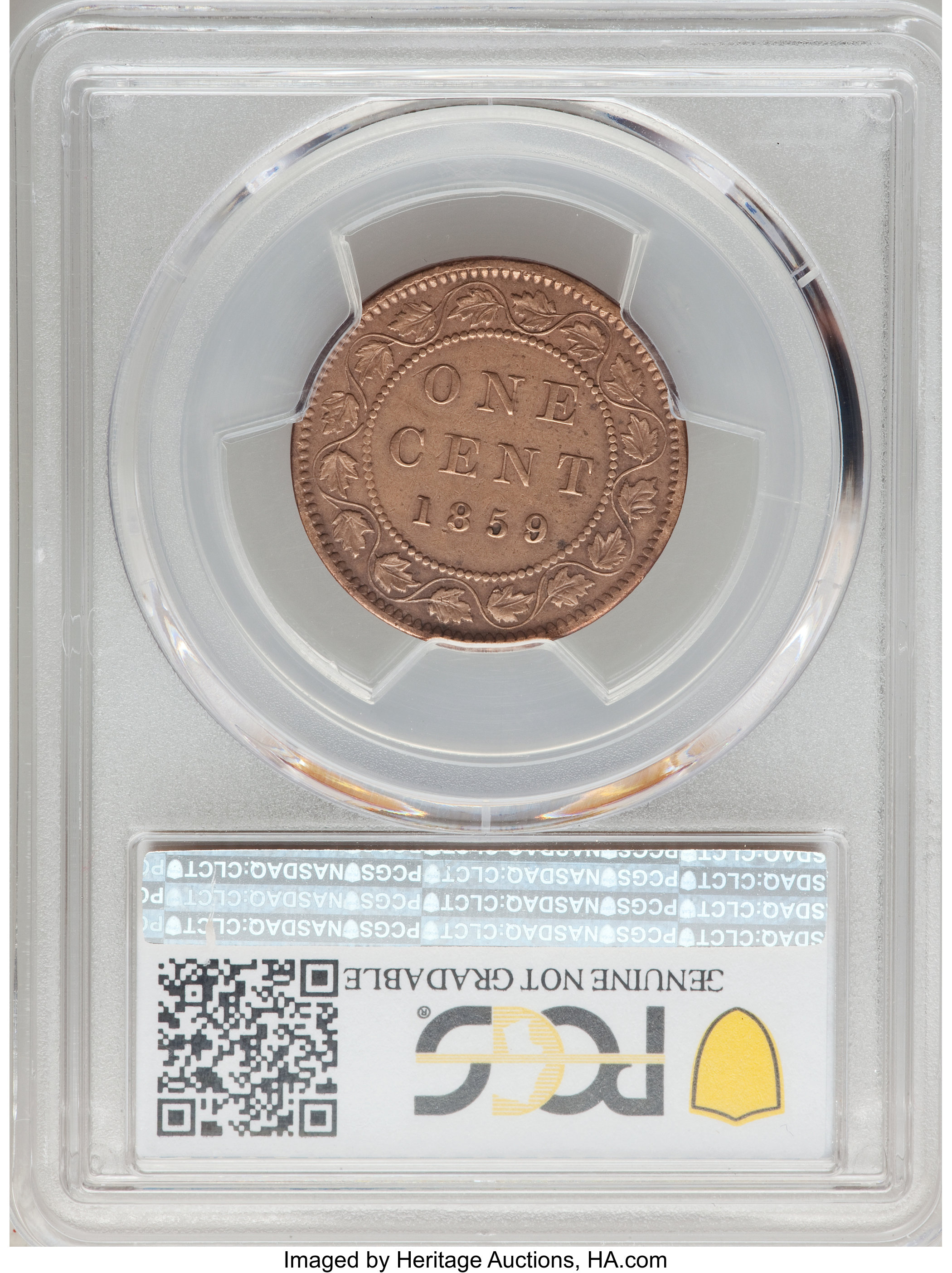 1859/8 1c Province of Canada, Coin Alignment, Wide 9 MS BN VF20 BN thumbnail 2