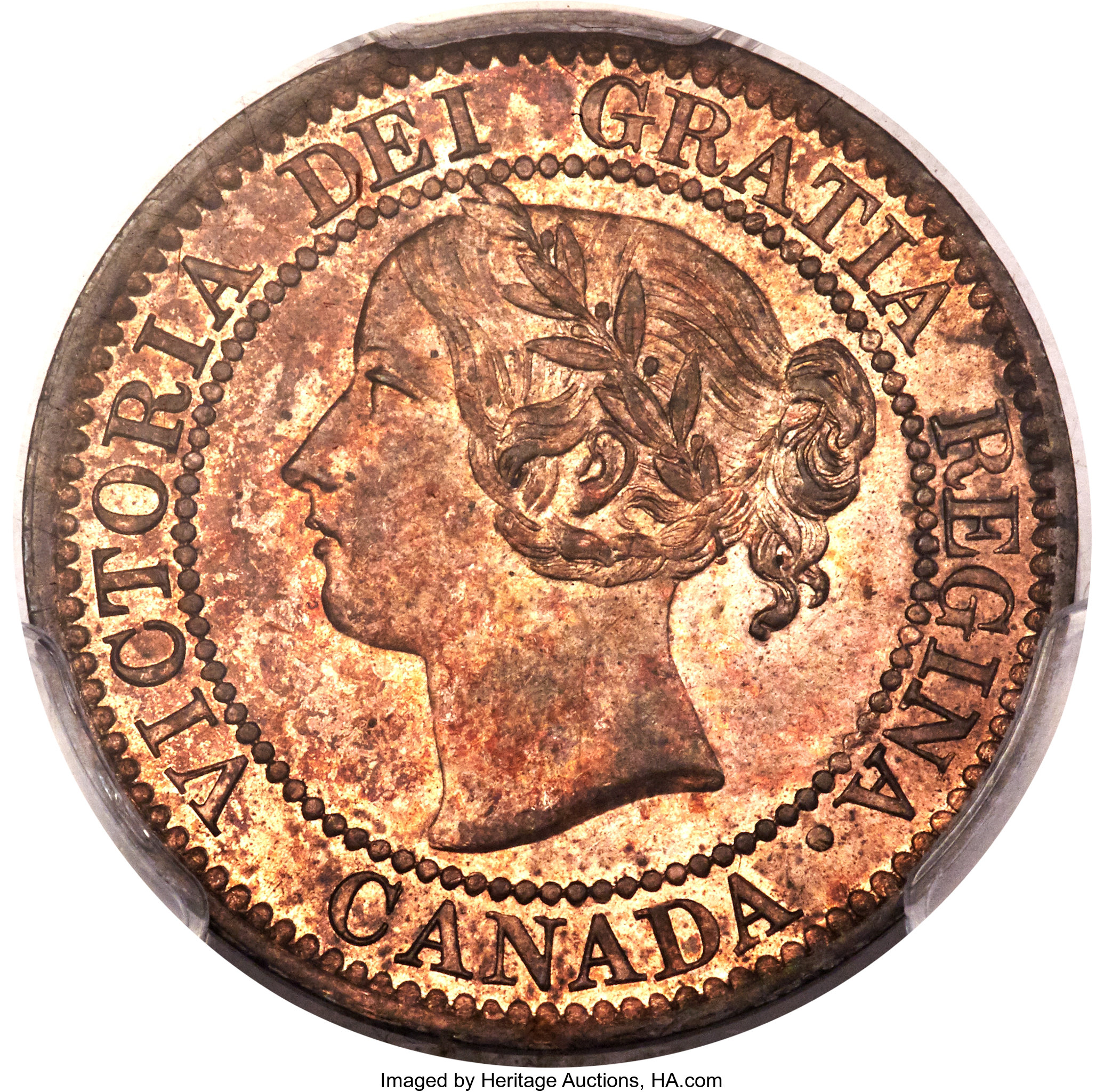 image for: Victoria "Wide 9" Cent 1859/8 MS64 Red and Brown PCGS