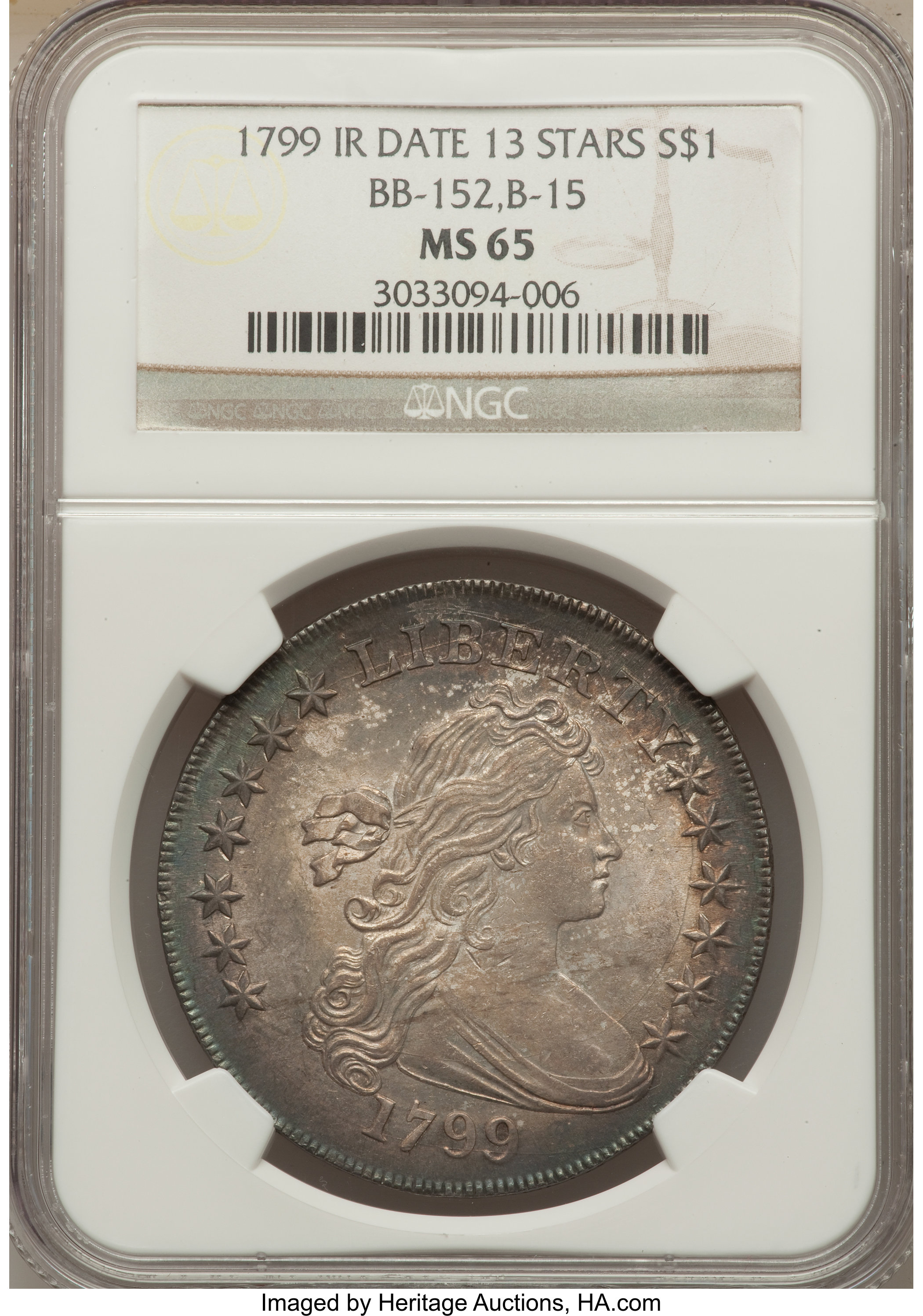 1799 $1  Irregular Date, 13 Stars MS60 thumbnail 16