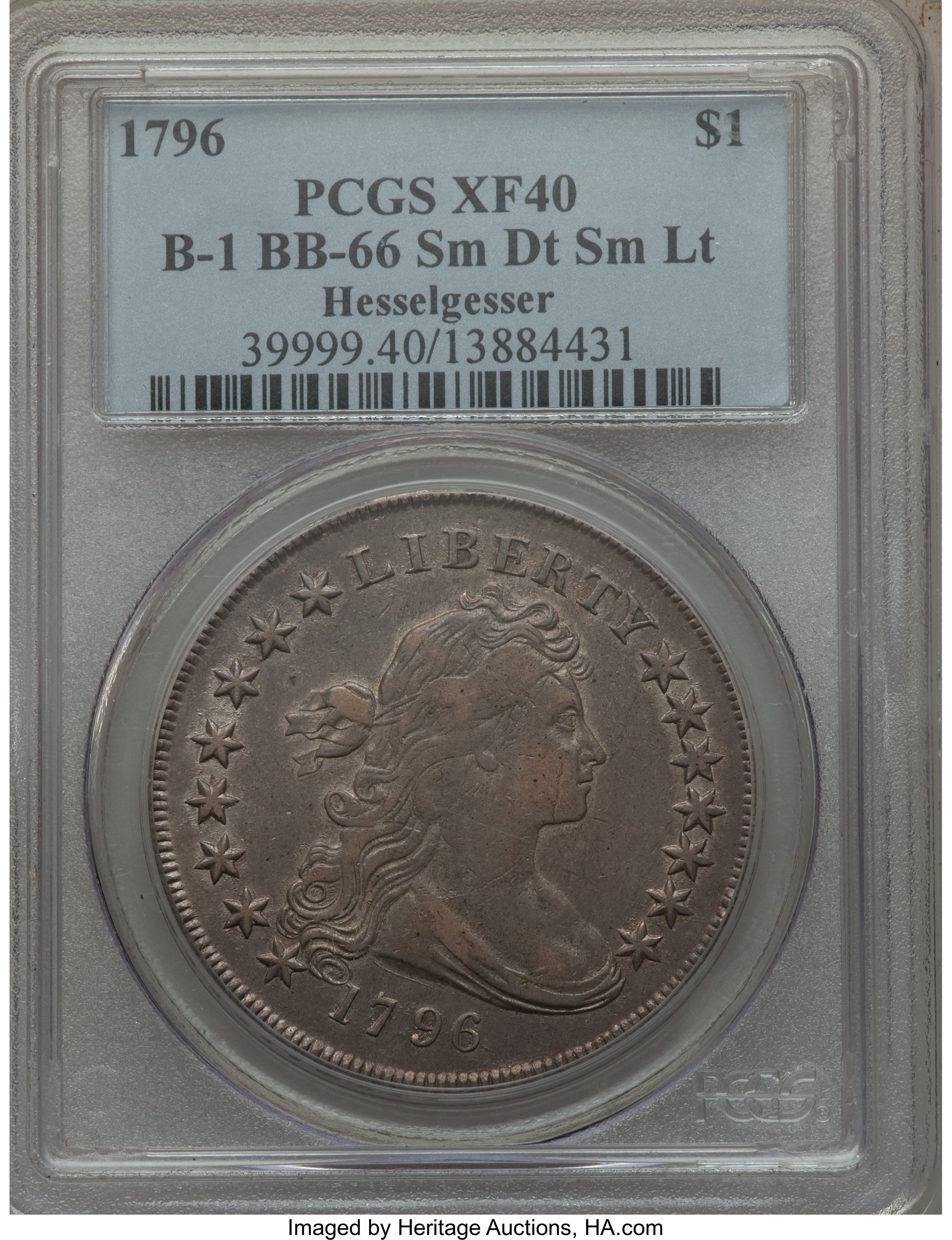 1796 $1  Small Date, Small Letters, B-1, BB-66 AU50 thumbnail 23
