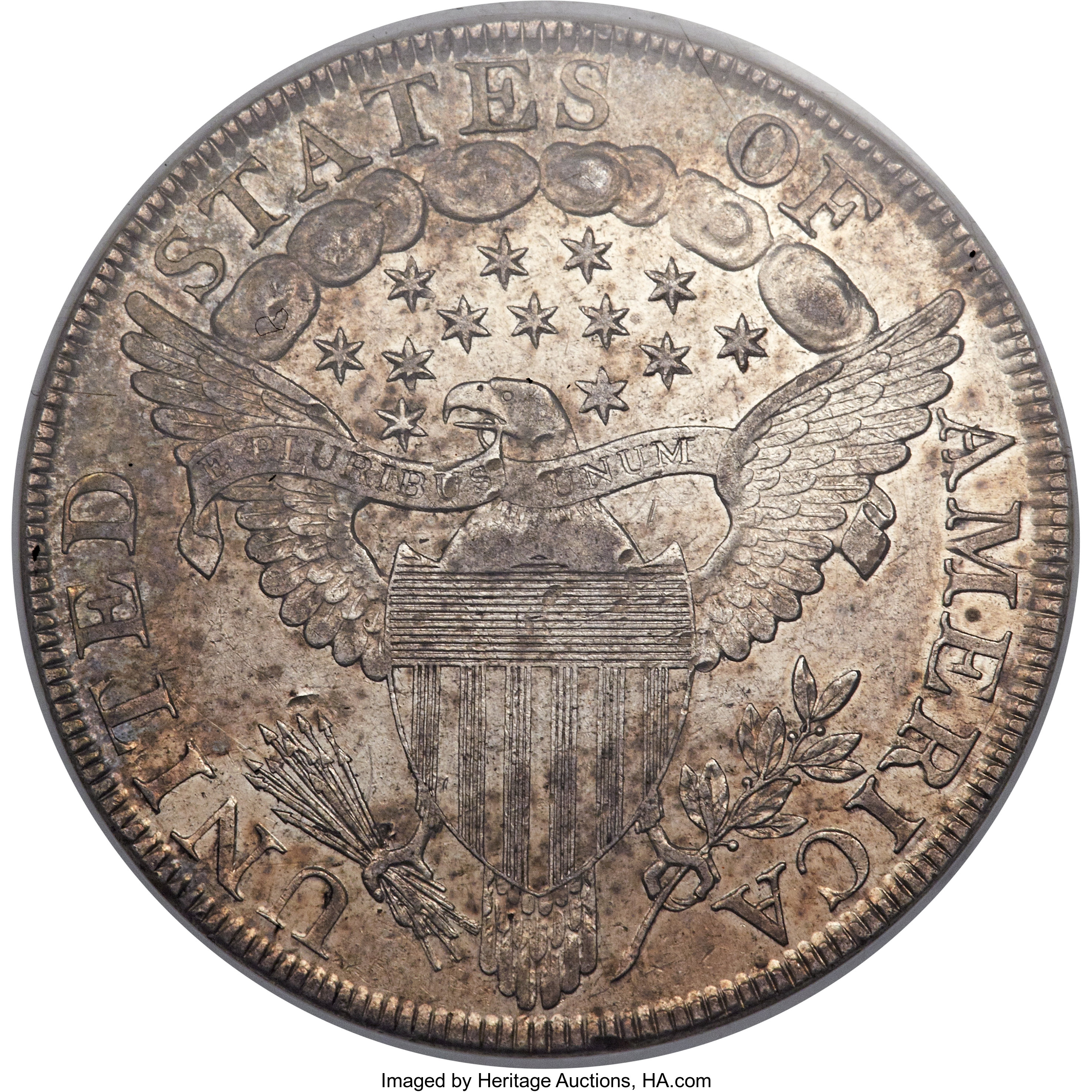 1798 $1  Large Eagle, Pointed 9, Wide Date, B-22, BB-104 AU50 CAC thumbnail 15