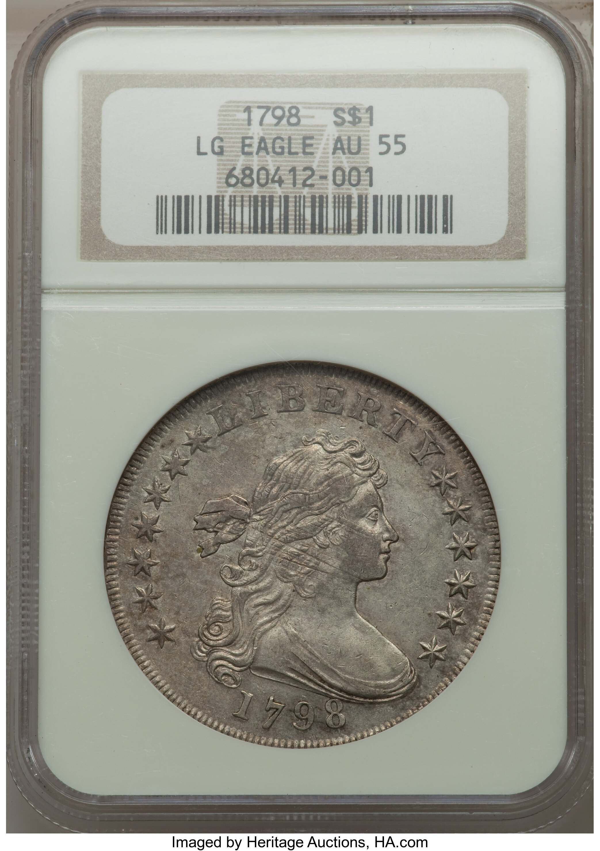 1798 $1  Large Eagle, Pointed 9, Wide Date, B-22, BB-104 AU50 CAC thumbnail 16