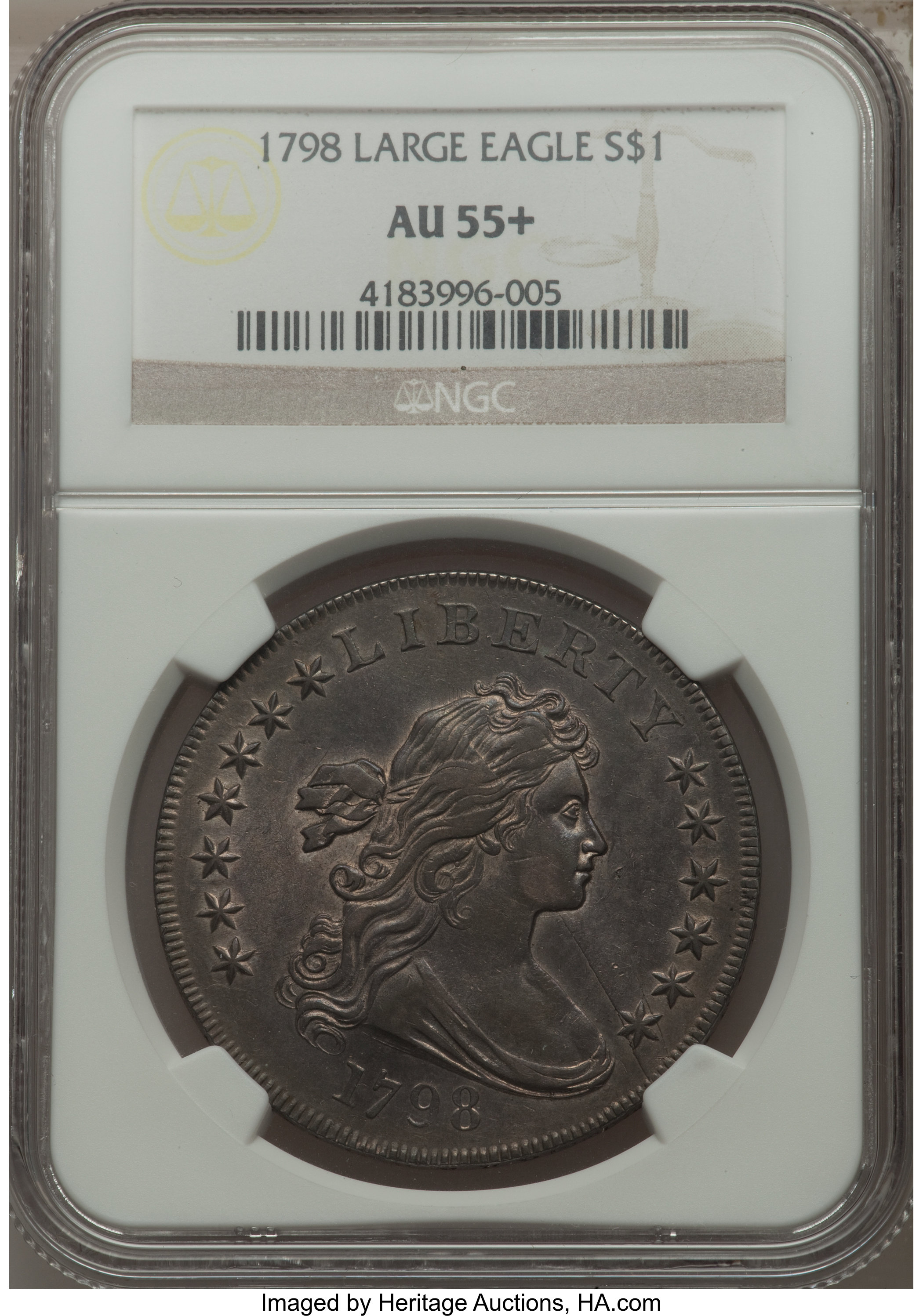 1798 $1  Large Eagle, Pointed 9, 5 Berries, B-11, BB-111 AU50 thumbnail 20