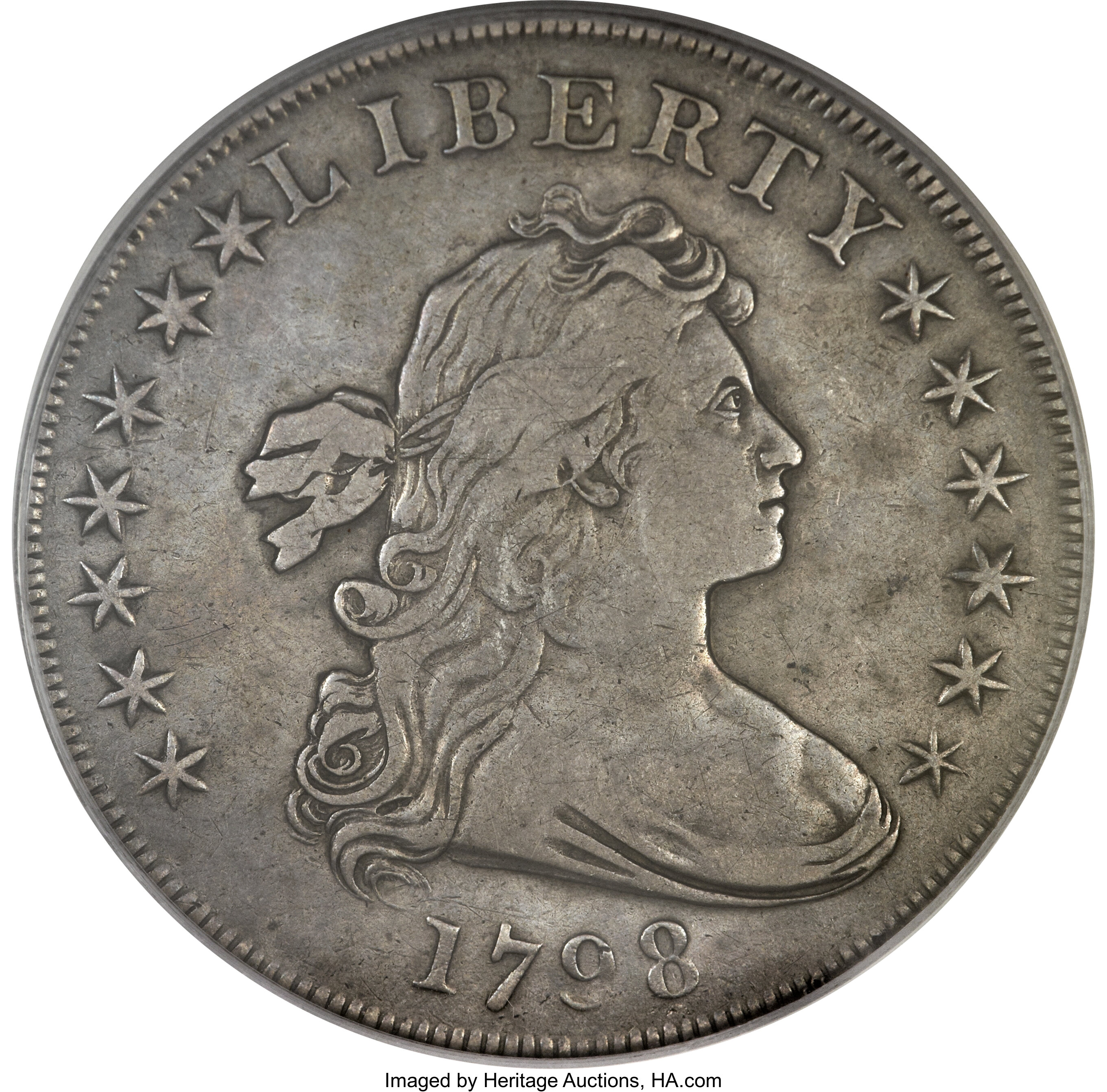 1798 $1 Large Eagle, Pointed 9, Wide Date, B-15, BB-112, R.3, VF30 PCGS. CAC. ...