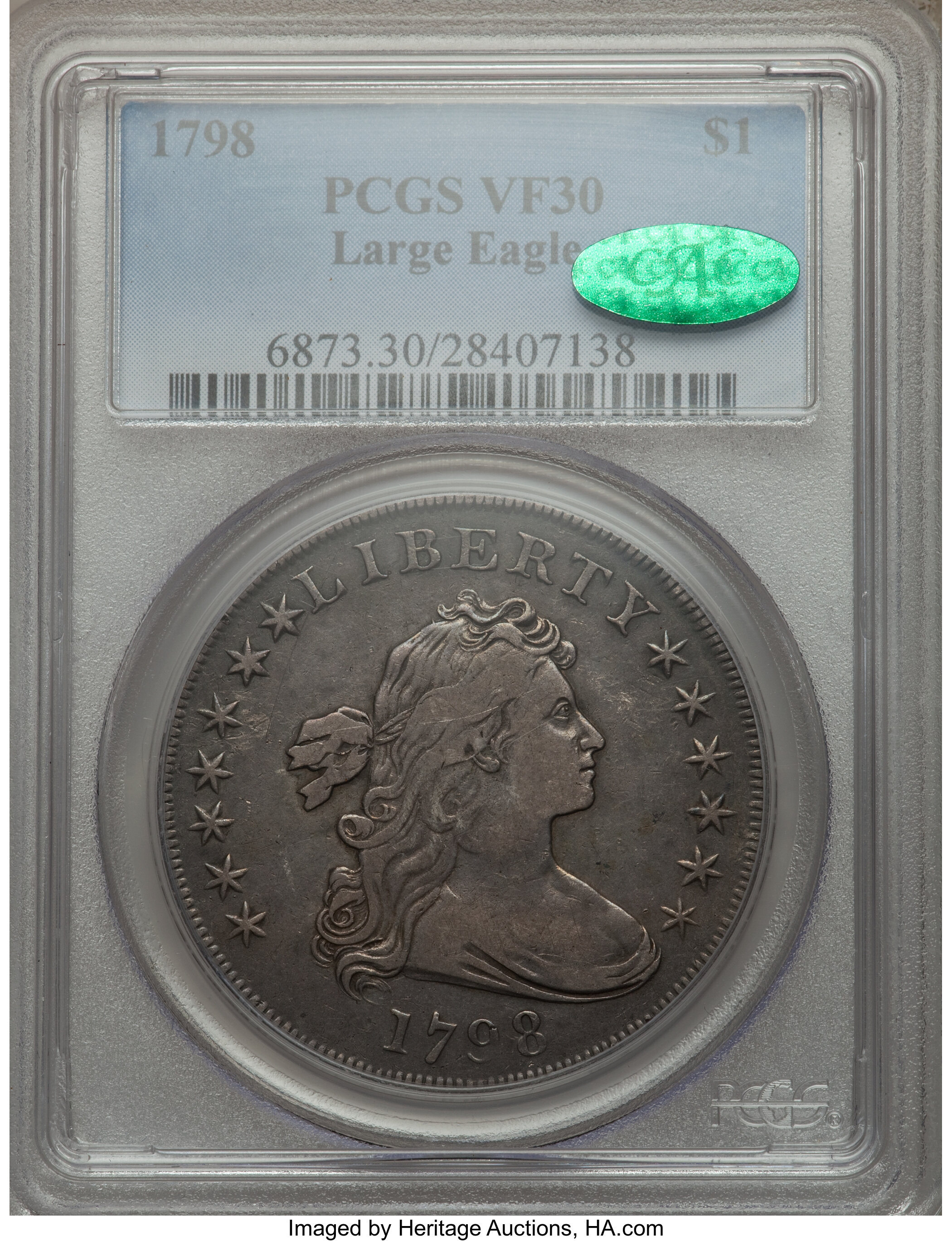 1798 $1  Large Eagle, Pointed 9, Wide Date, B-15, BB-112 VG8 CAC thumbnail 23