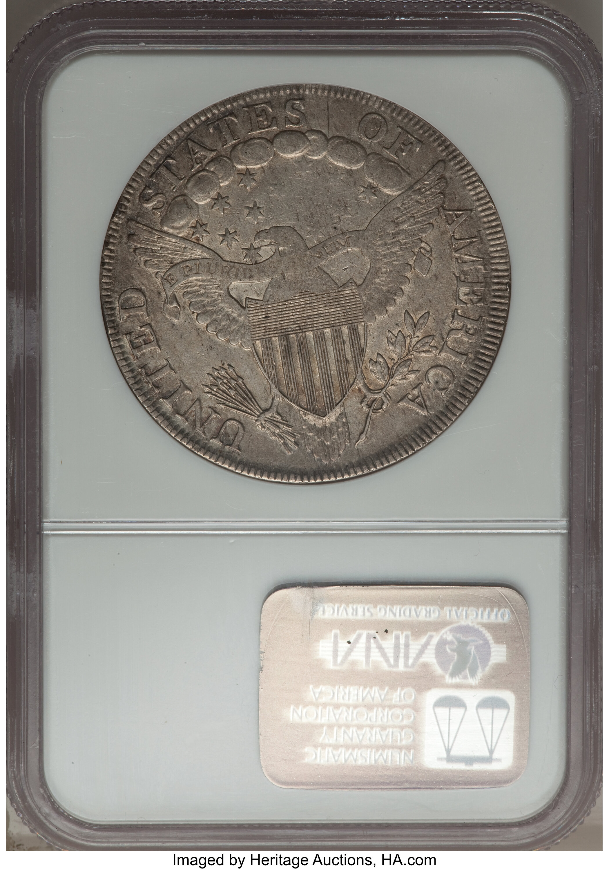 1798 $1  Large Eagle, Pointed 9, Wide Date, B-12, BB-120 AU53 CAC thumbnail 4