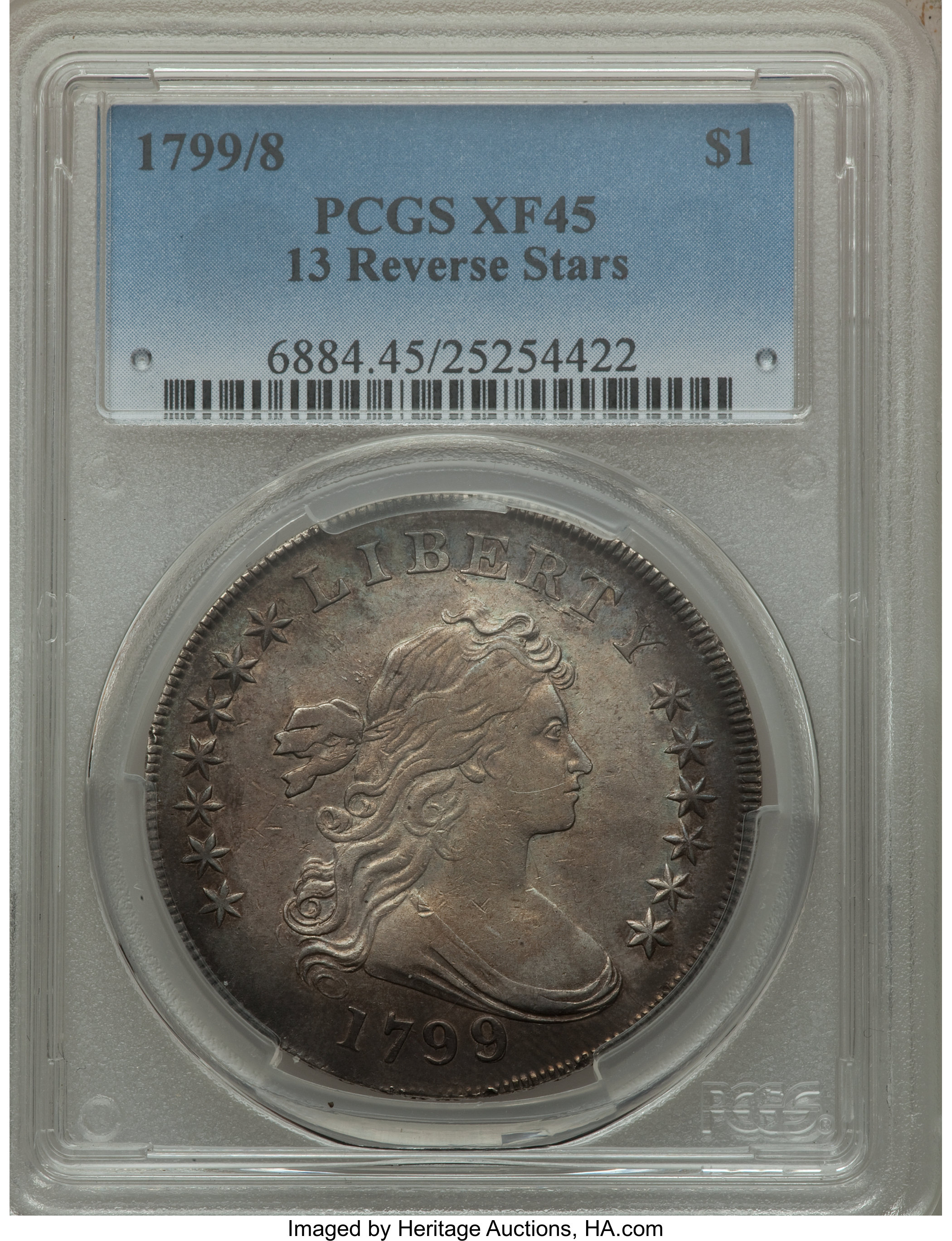1799/8 $1  13 Stars Reverse, B-2, BB-143 AU50 thumbnail 17