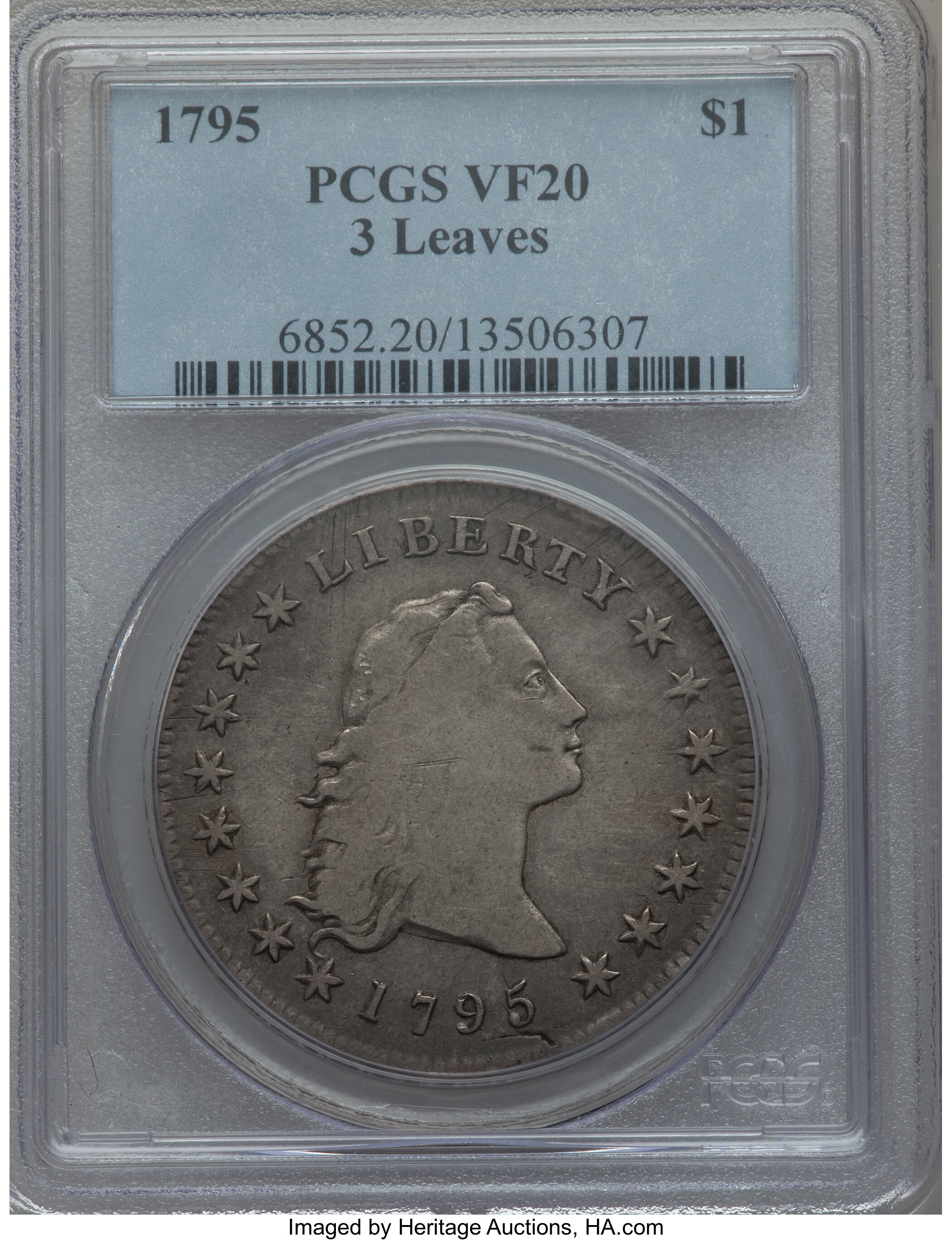 1795 $1  Flowing Hair, 3 Leaves, Missing Leaf, B-6, BB-25 MS thumbnail 12