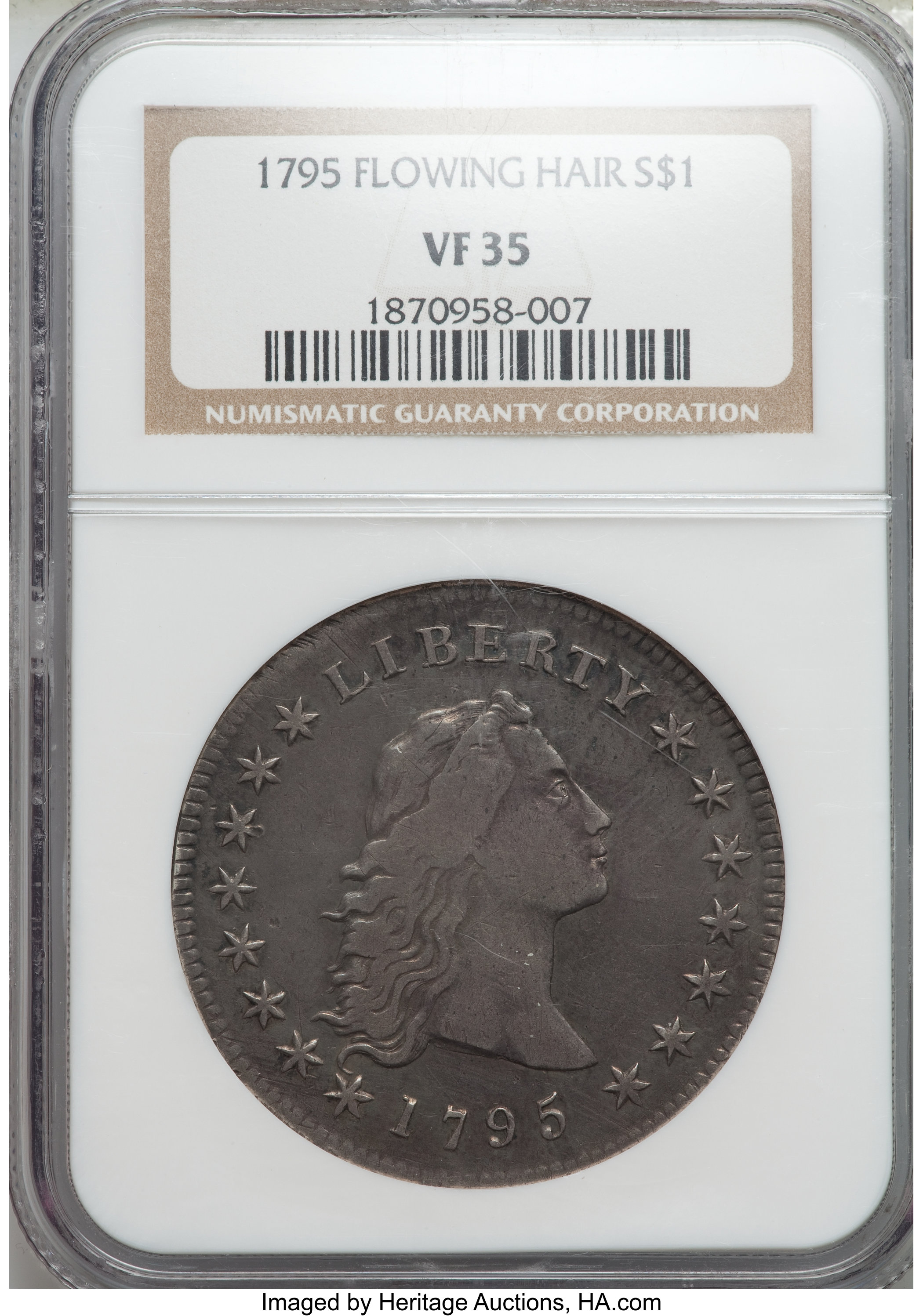 1795 $1  Flowing Hair, 3 Leaves, Missing Leaf, B-6, BB-25 MS thumbnail 20