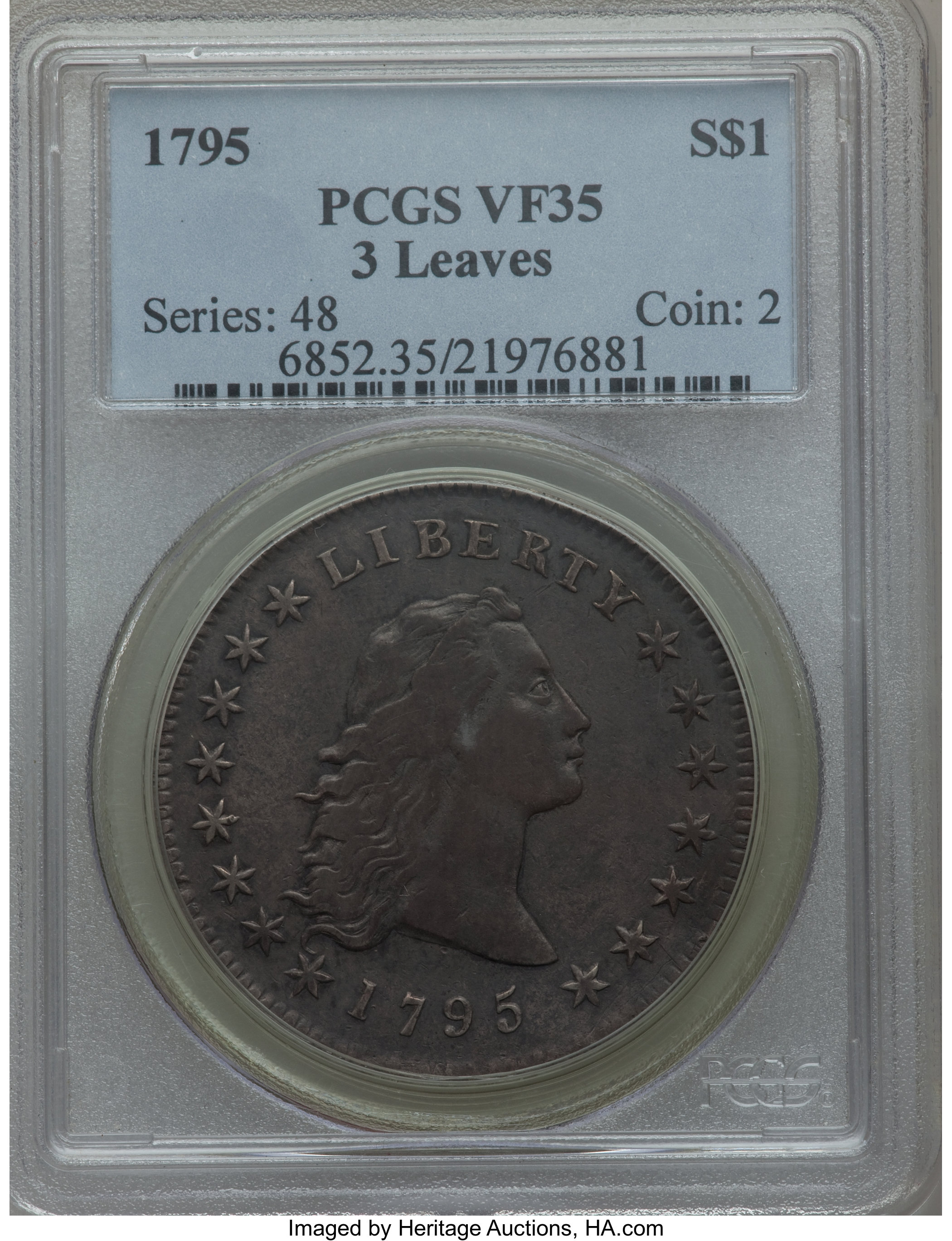 1795 $1  Flowing Hair, 3 Leaves, Missing Leaf, B-6, BB-25 MS thumbnail 16