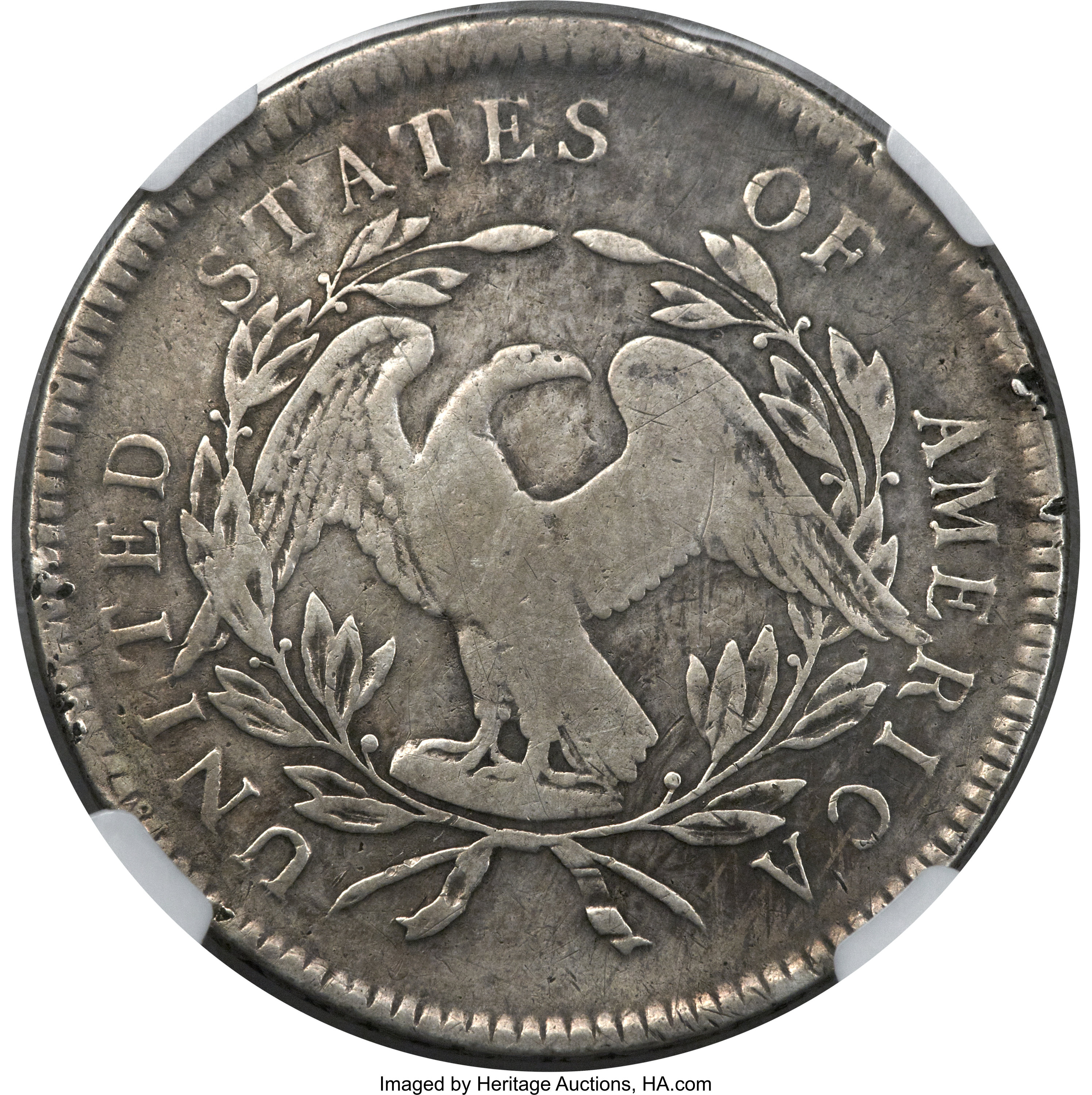 1795 $1  Flowing Hair, Silver Plug, 2 Leaves, B-5, BB-27 VF20 CAC thumbnail 3