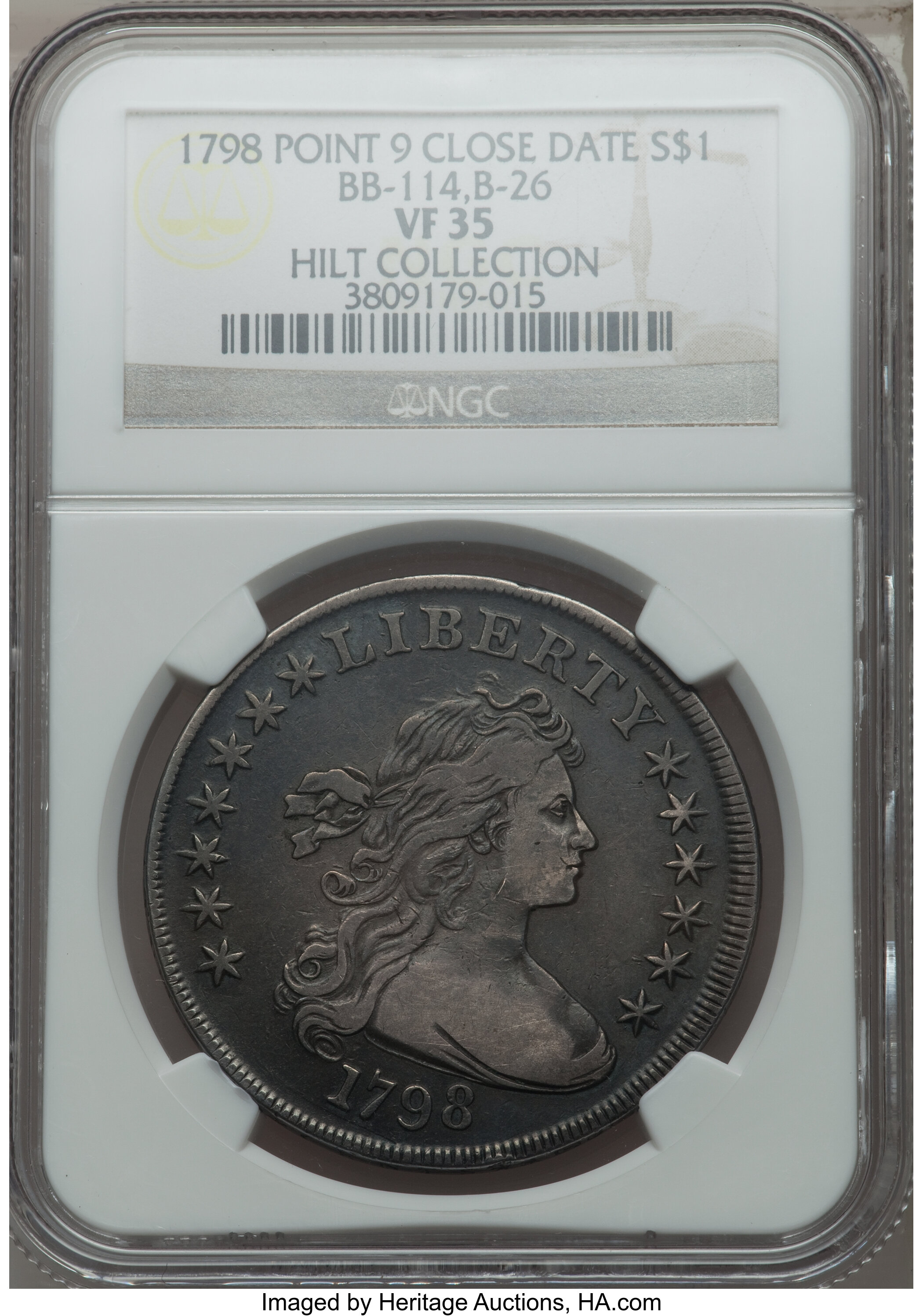 1798 $1  Large Eagle, Pointed 9, Close Date, B-26, BB-114 F15 thumbnail 11