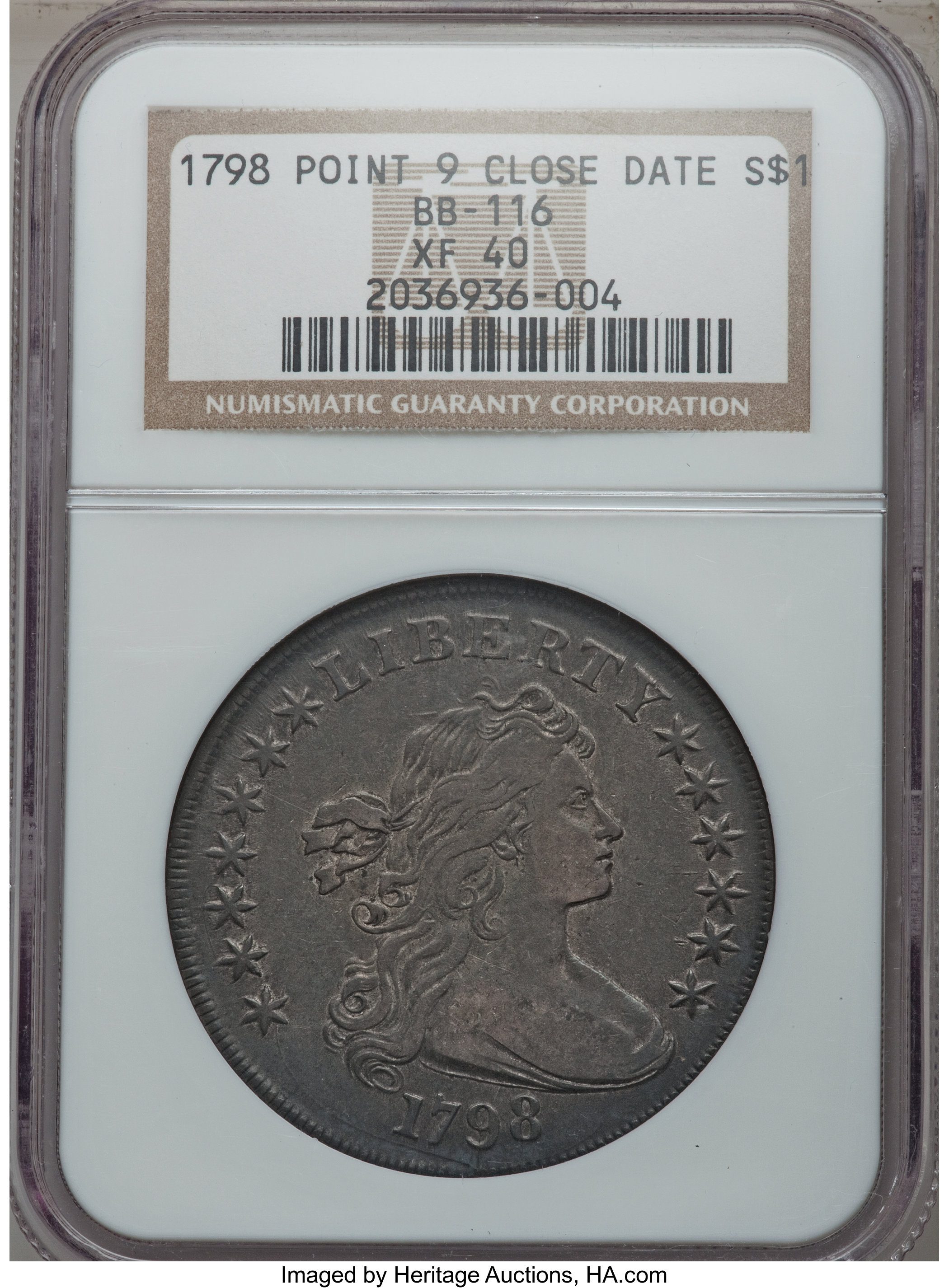 1798 $1  Large Eagle, Pointed 9, Close Date, B-30, BB-116 F15 CAC thumbnail 20