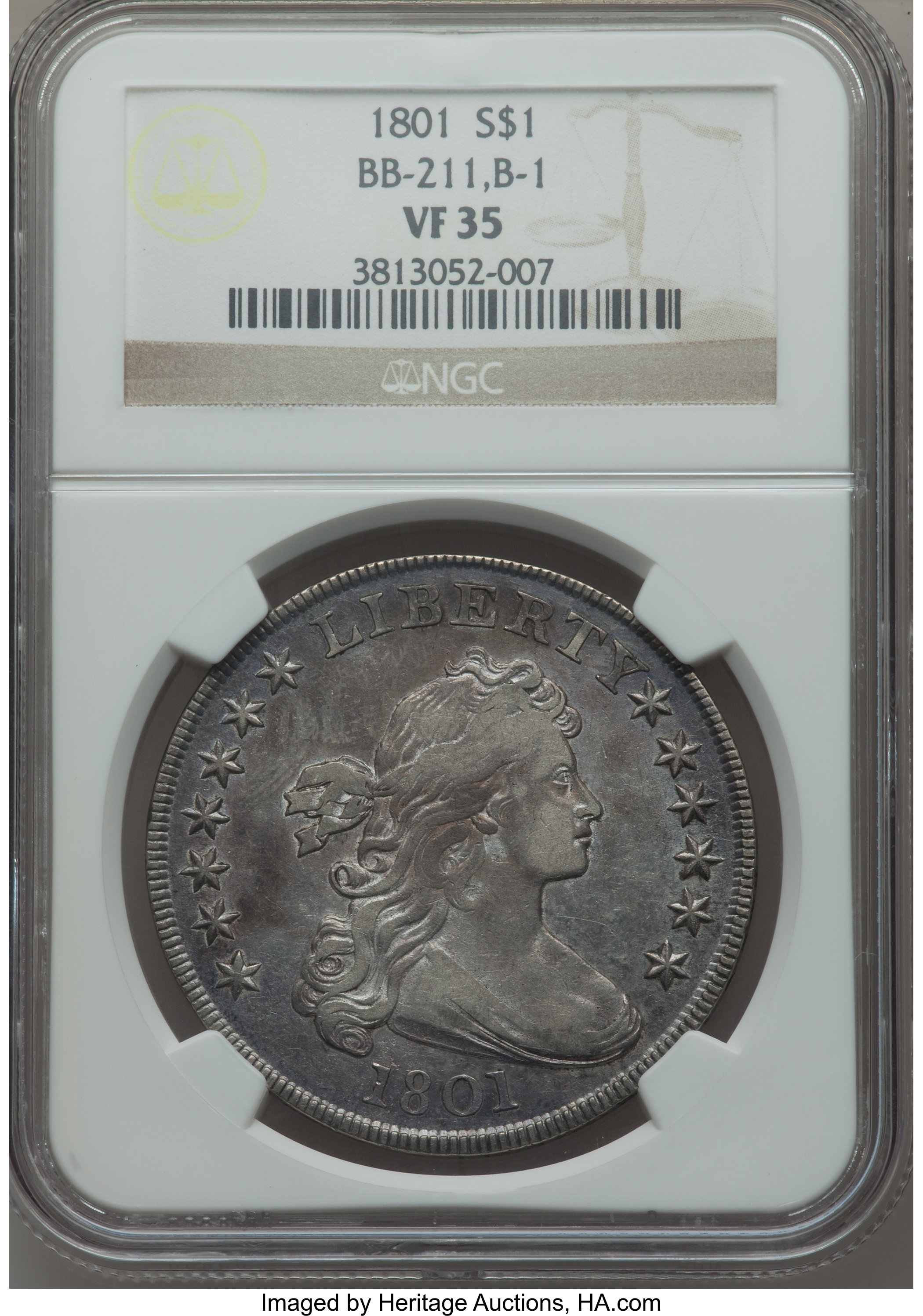 1801 $1  B-1, BB-211 VF35 CAC thumbnail 8