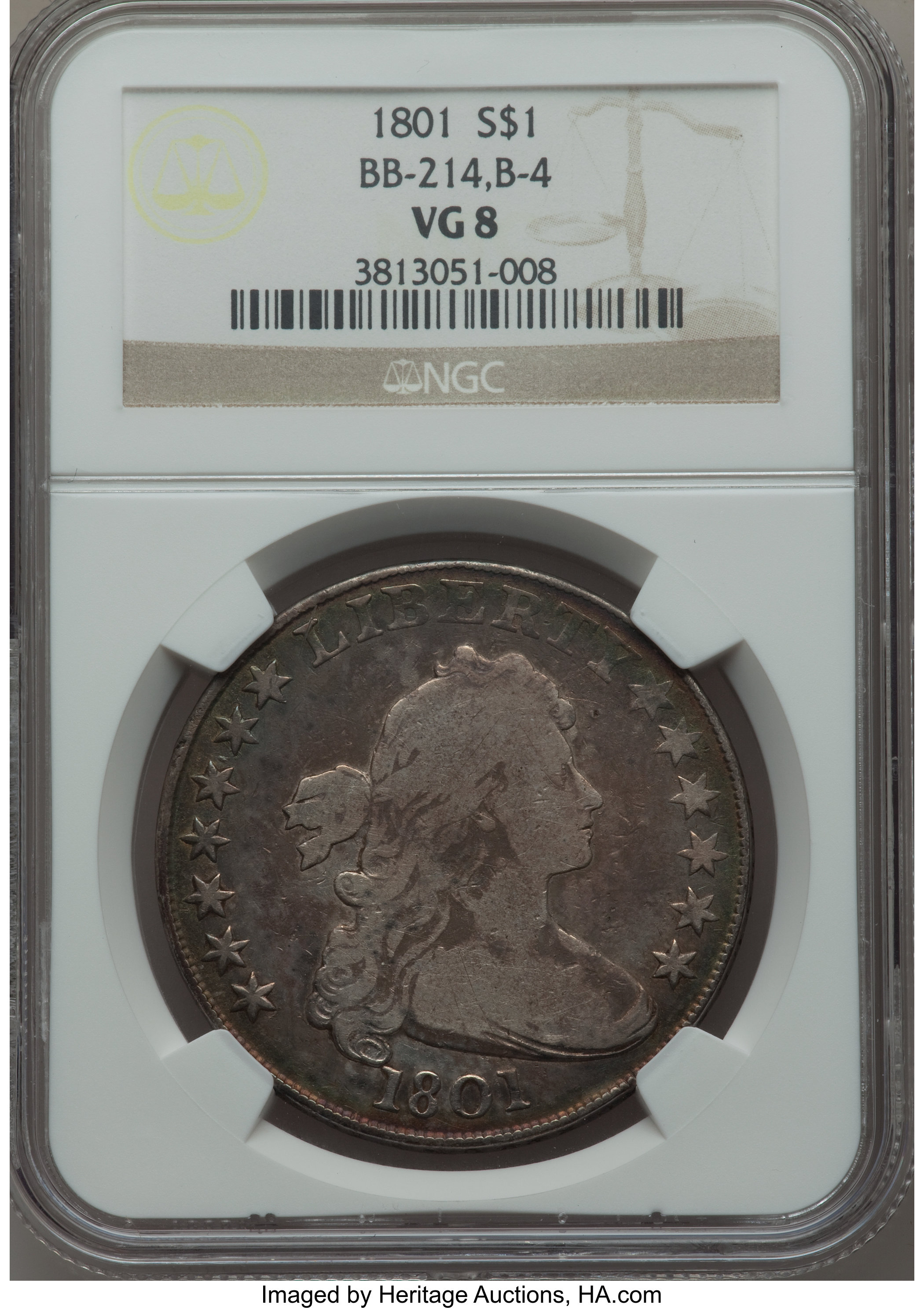 1801 $1 B-4, BB-214, R.4, VG8 NGC. ...