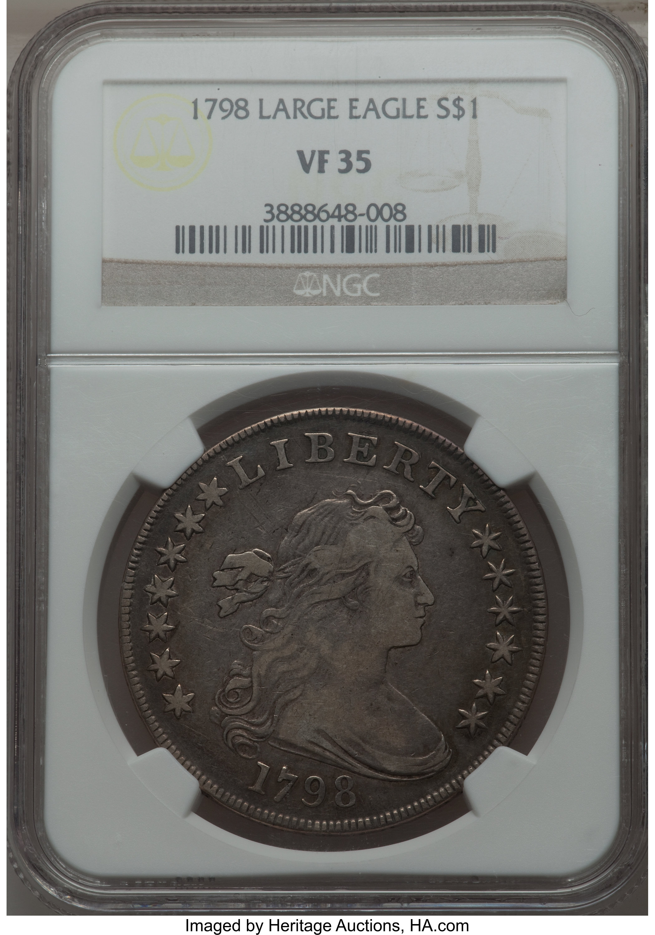 1798 $1  Large Eagle, Pointed 9, 5 Berries, B-24, BB-124 MS thumbnail 16