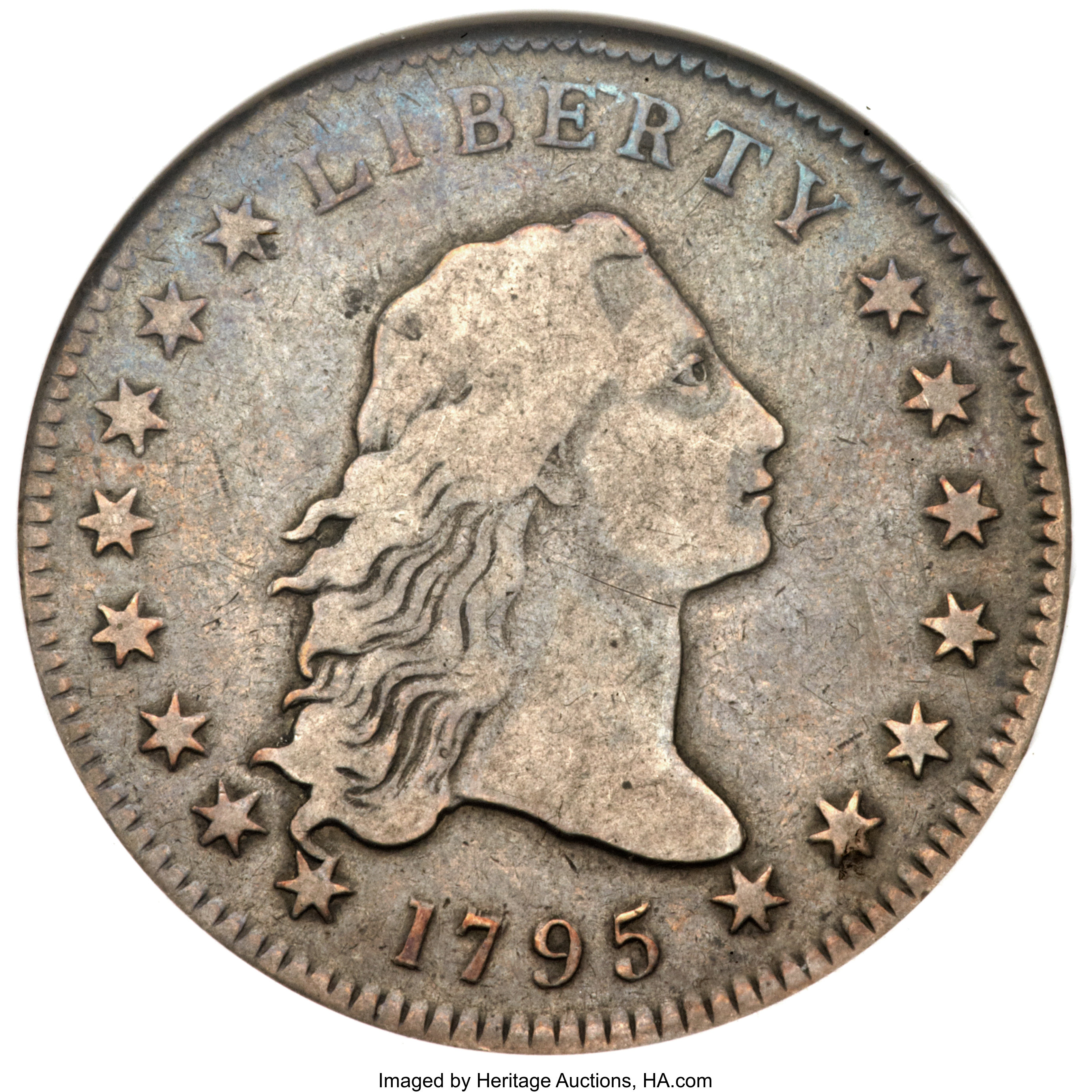 1795 $1  Flowing Hair, 2 Leaves, B-9, BB-13 P1 thumbnail 19