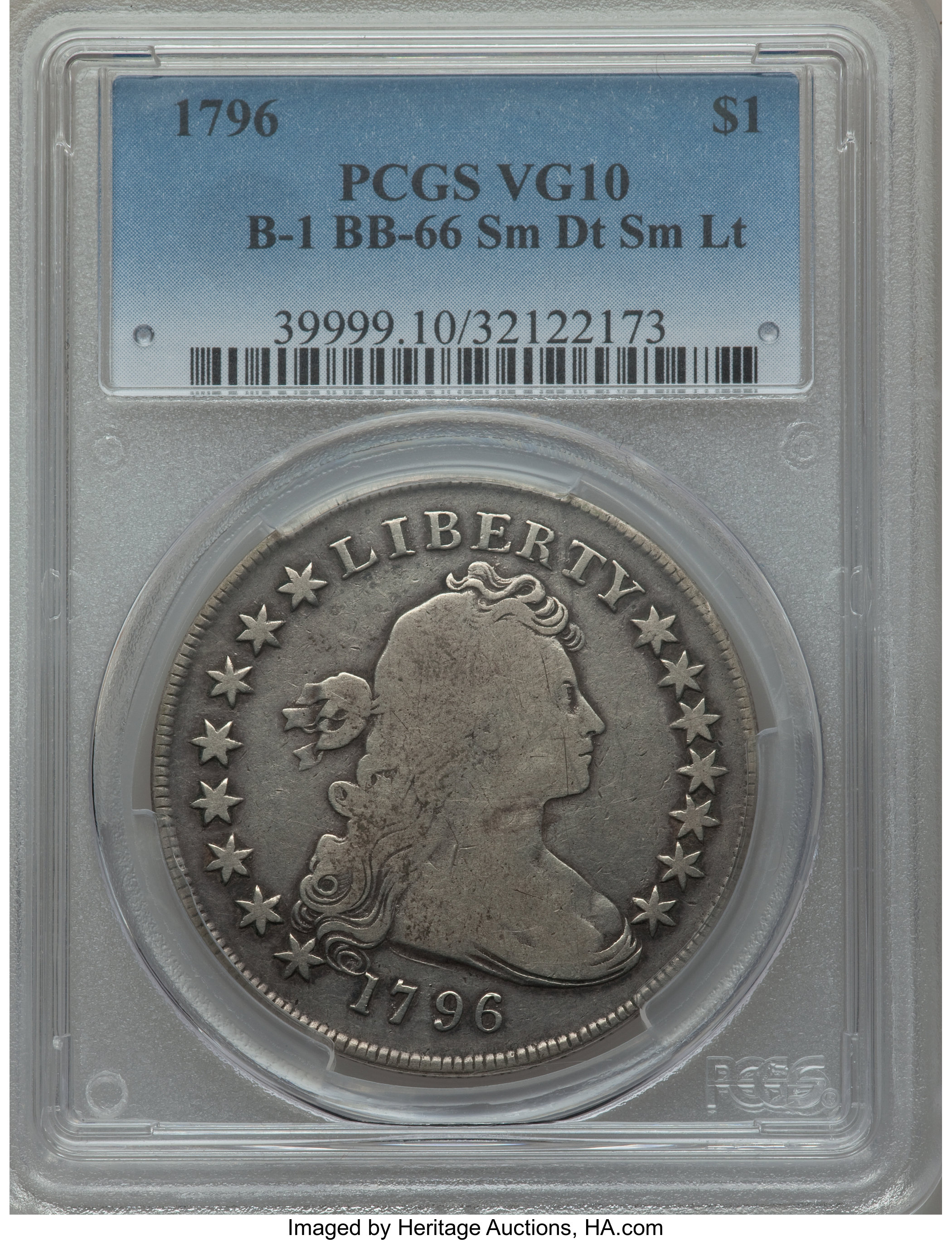 1796 $1  Small Date, Small Letters, B-1, BB-66 AG3 thumbnail 4