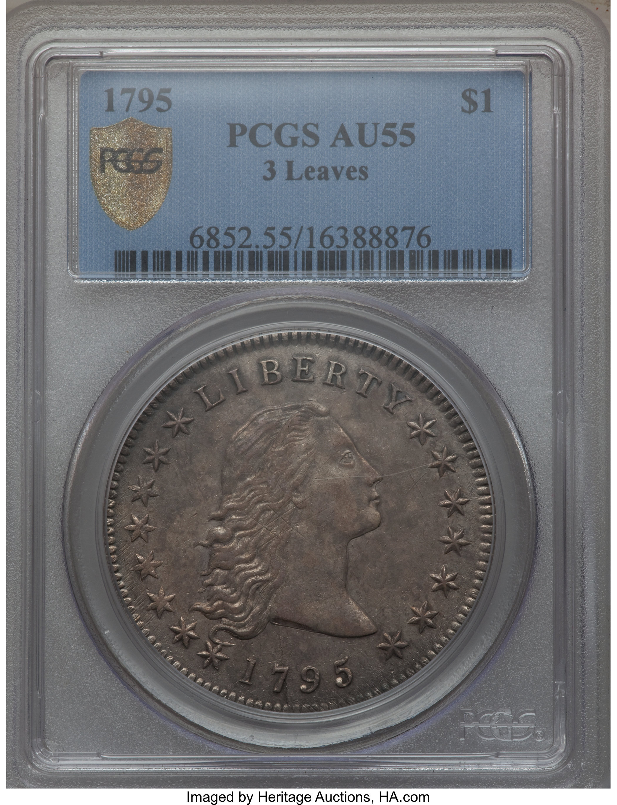 1795 $1  Flowing Hair, 3 Leaves, B-12, BB-26 MS63 CAC thumbnail 6