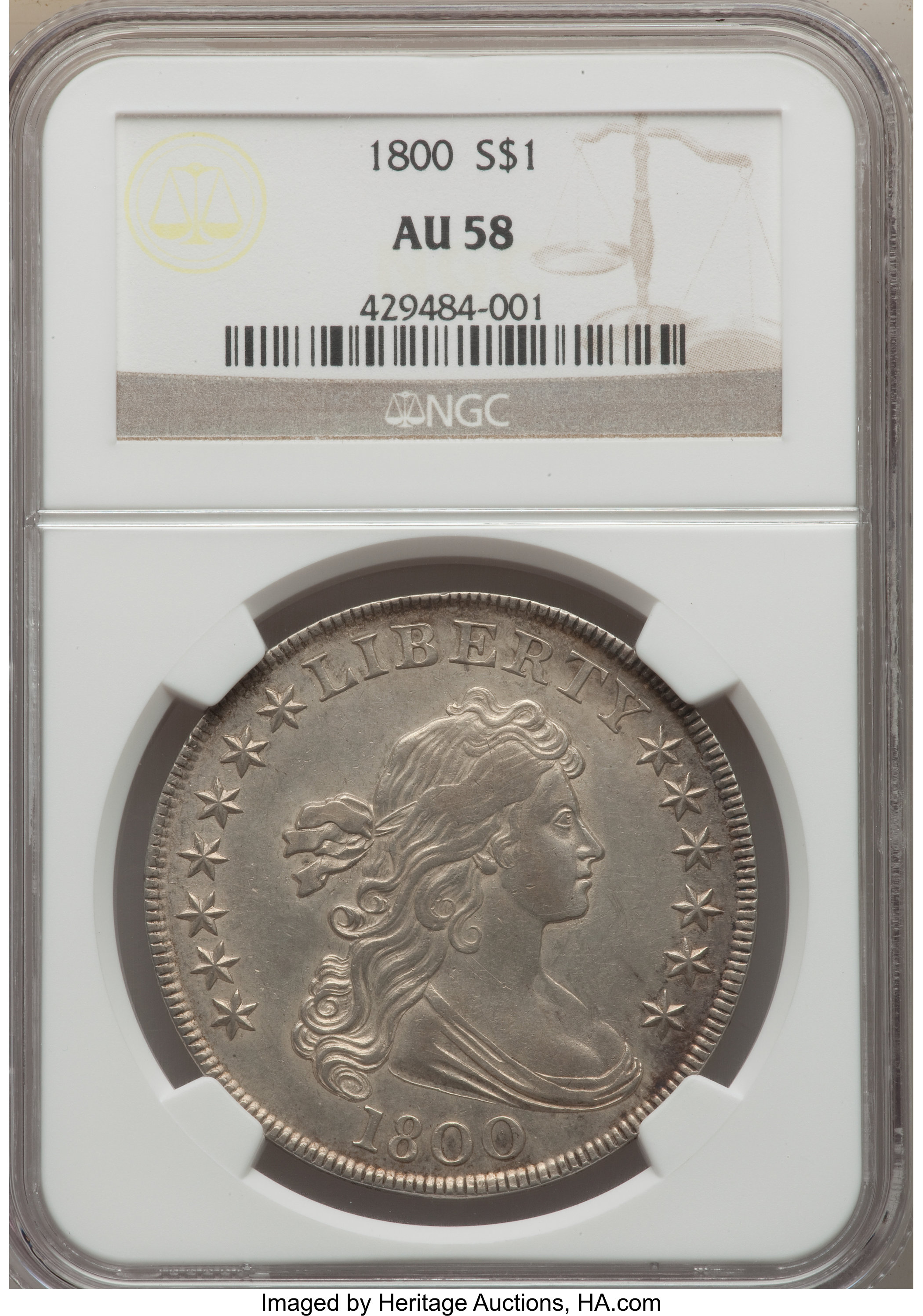 1800 $1  B-5, BB-189 AU58 CAC thumbnail 15