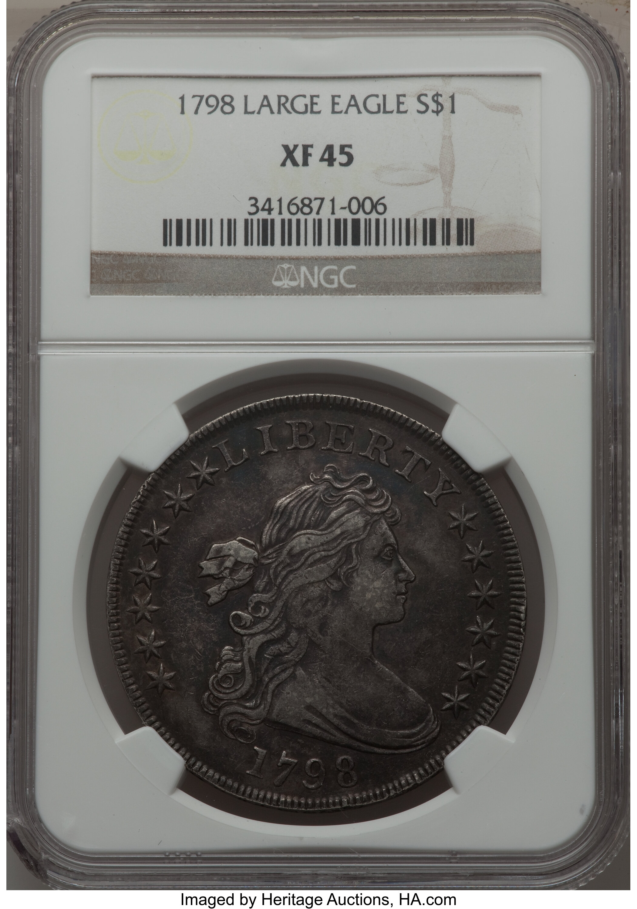 1798 $1  Large Eagle, Pointed 9, Wide Date, B-15, BB-112 XF45 thumbnail 8