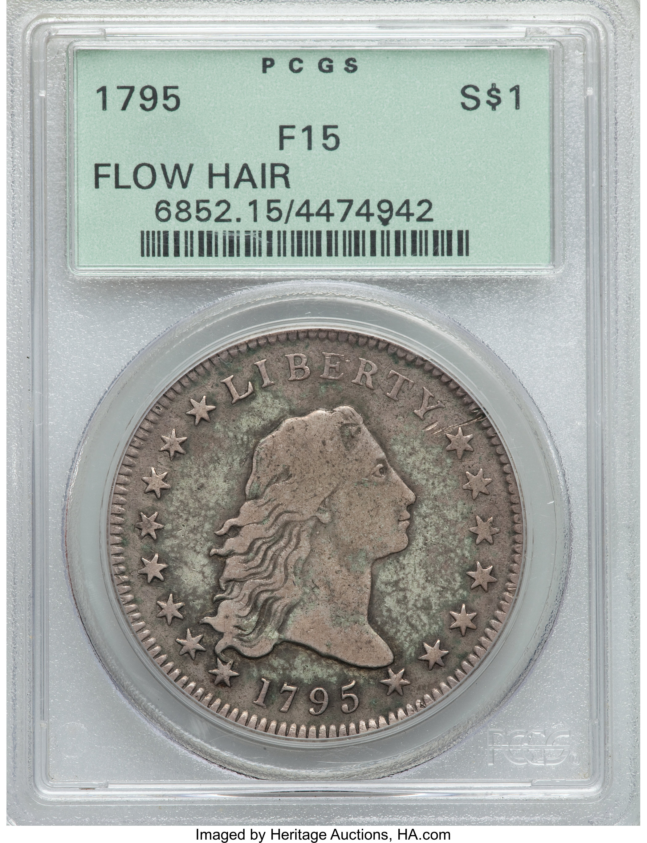 1795 $1  Flowing Hair, 2 Leaves, B-3, BB-11 P1 thumbnail 8