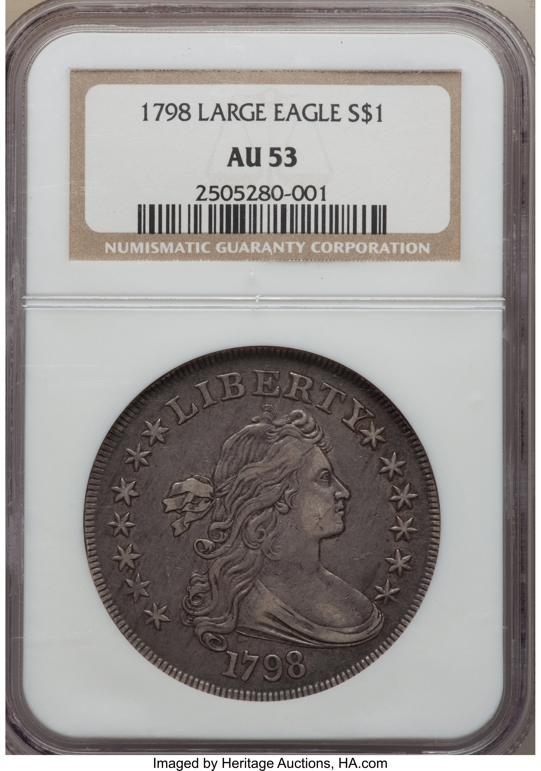 1798 $1  Large Eagle, Pointed 9, 4 Berries, B-8, BB-125 AU53 thumbnail 6