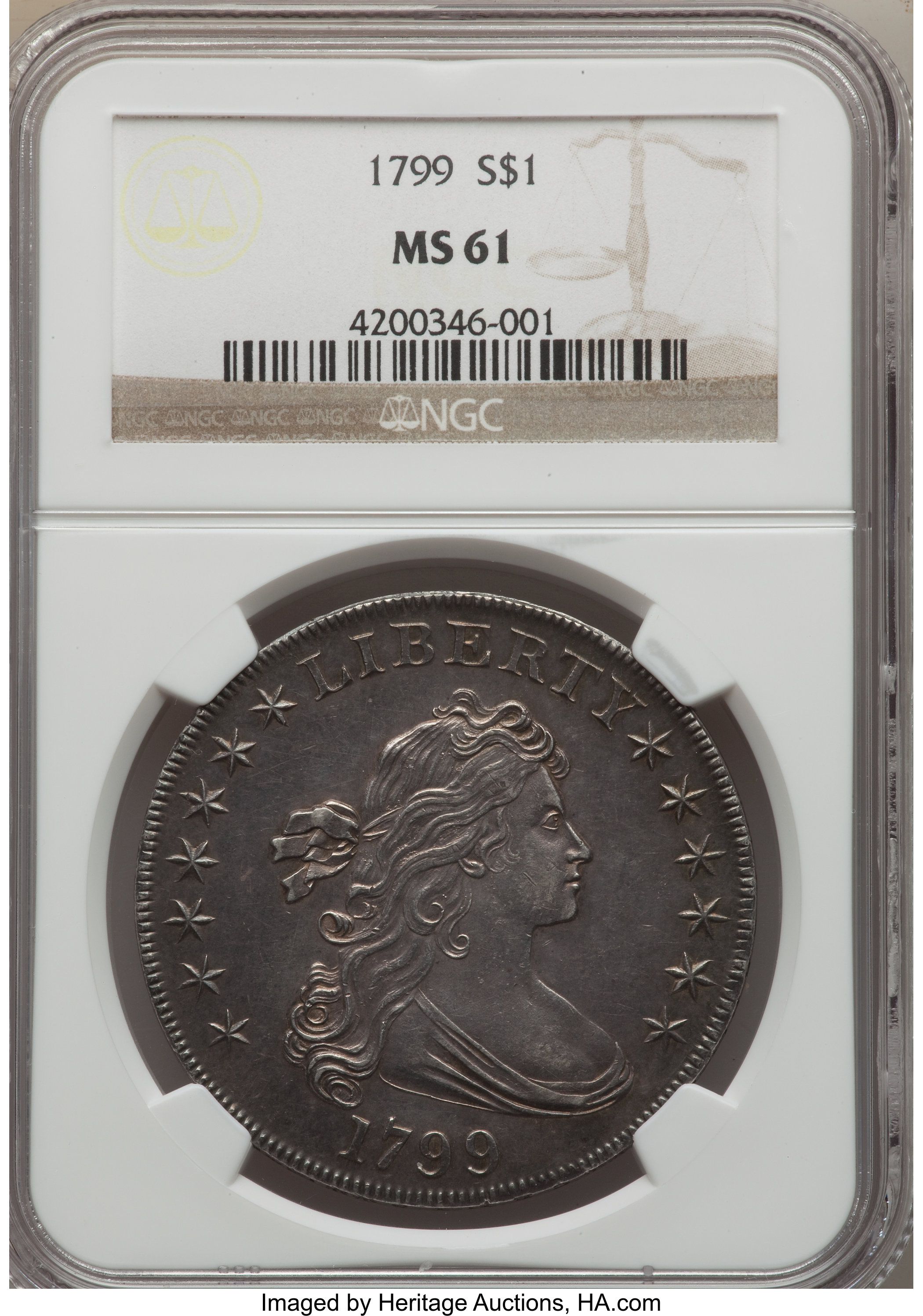 1799 $1  7x6 Stars, B-10, BB-163 MS66 CAC thumbnail 8