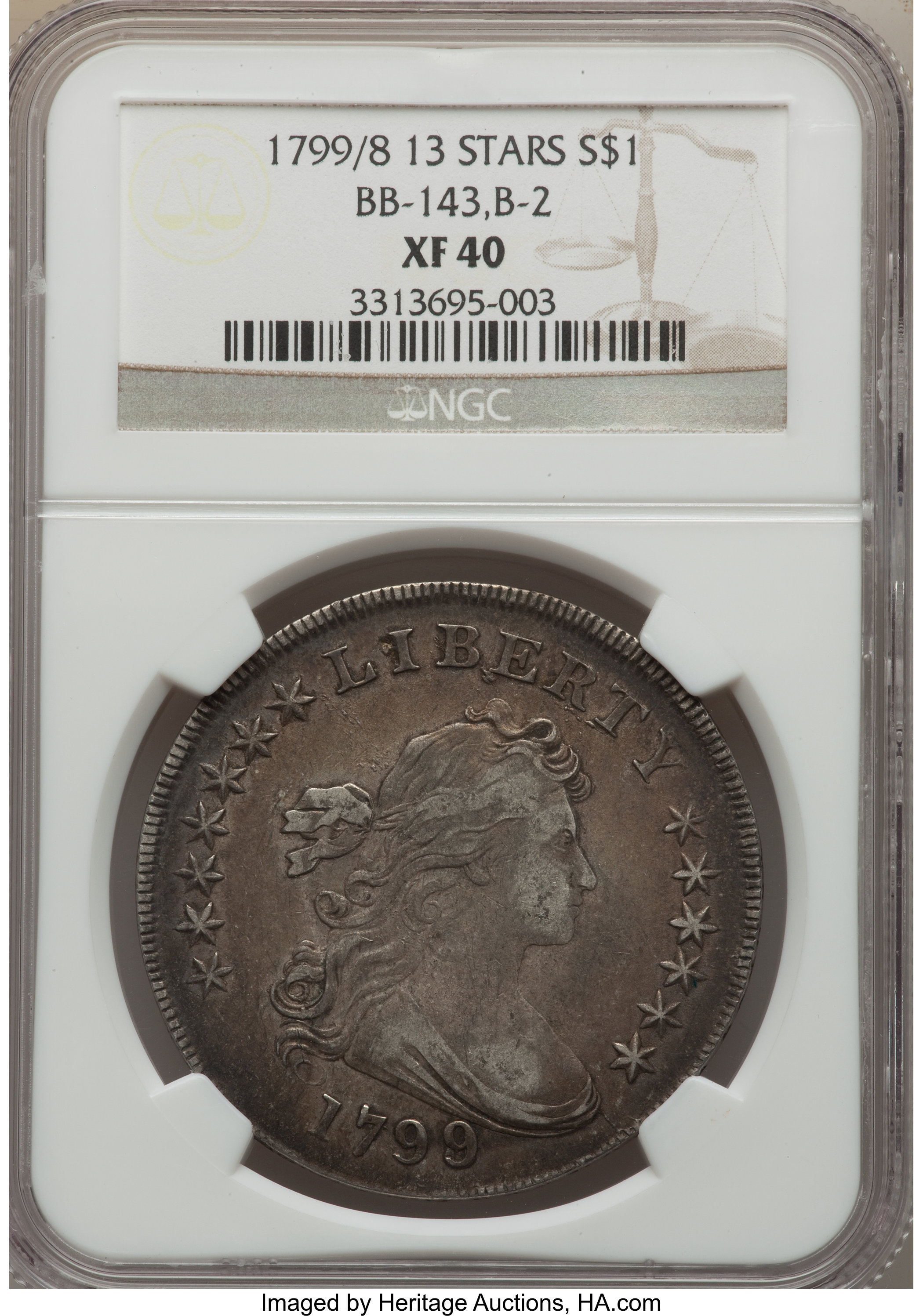 1799/8 $1  13 Stars Reverse, B-2, BB-143 XF40 thumbnail 4