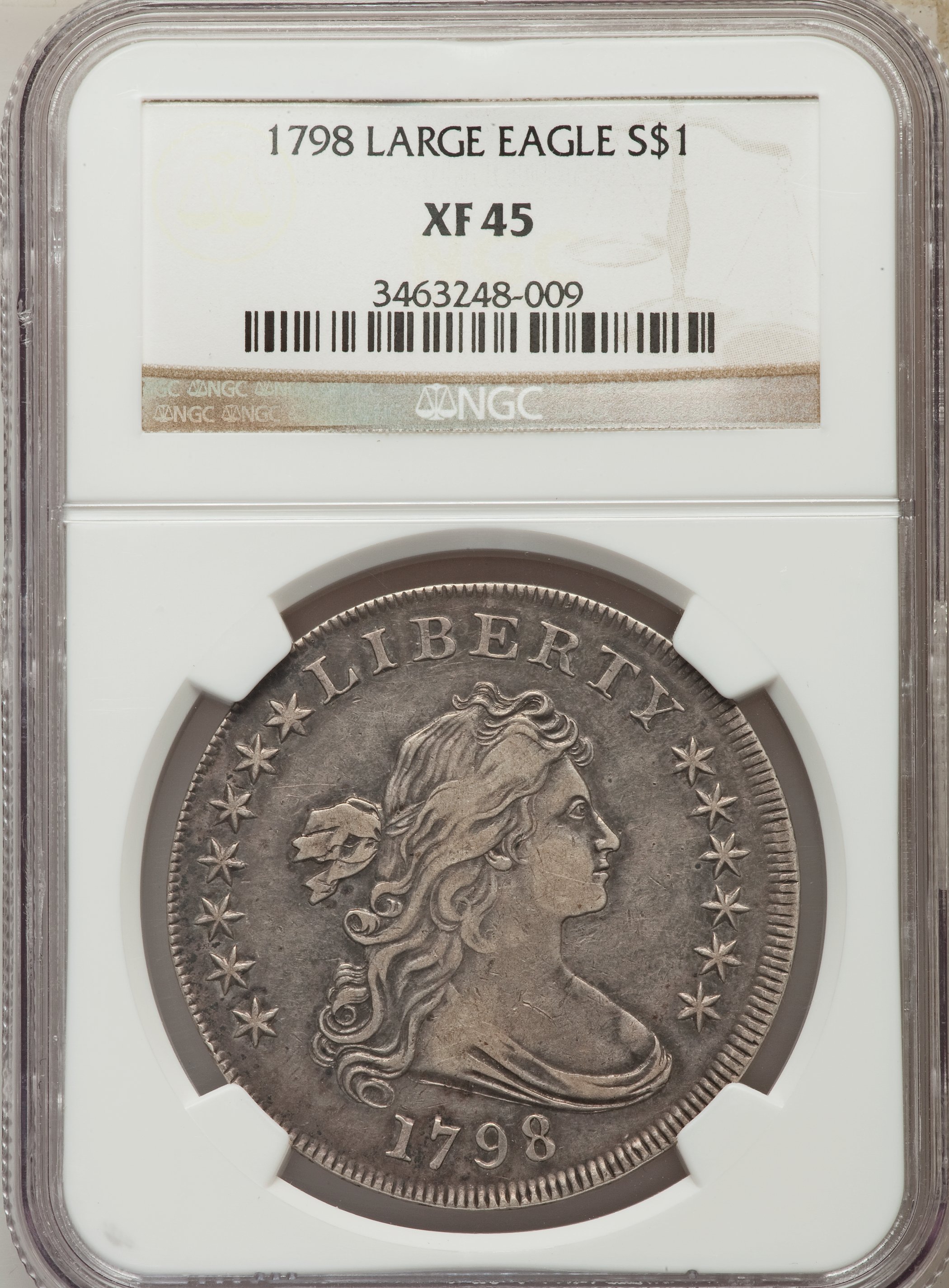 1798 $1  Large Eagle, Pointed 9, Wide Date, B-19, BB-106 VG10 thumbnail 27