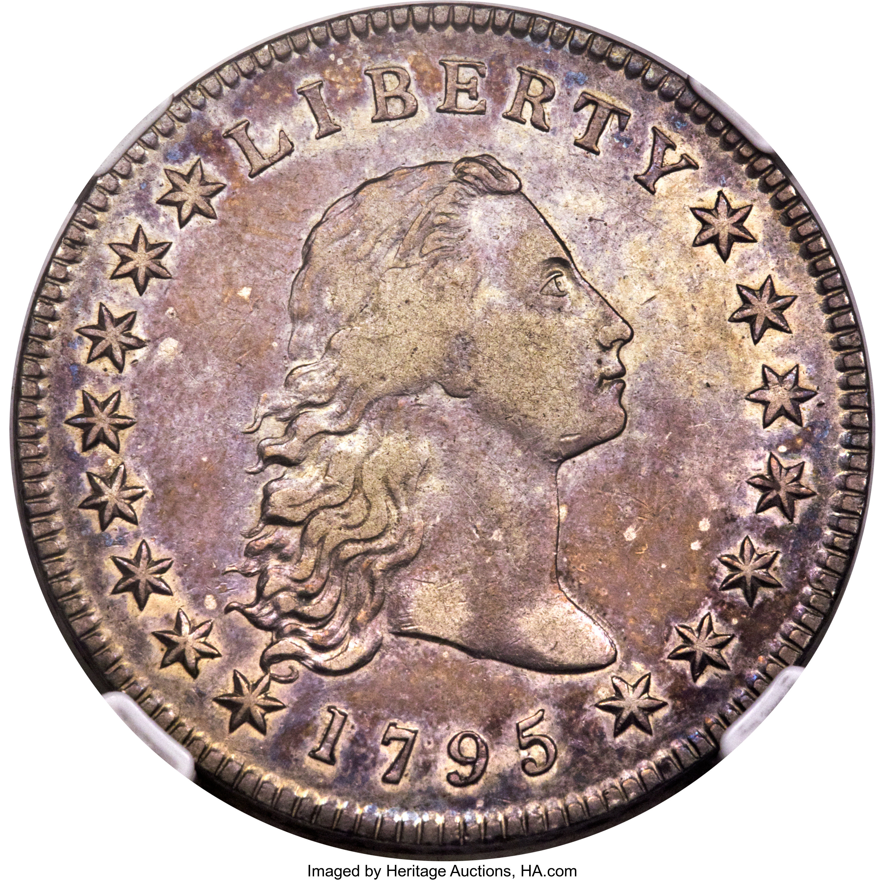 1795 $1 Flowing Hair, Three Leaves, B-7, BB-18, R.3, XF40 NGC. ...