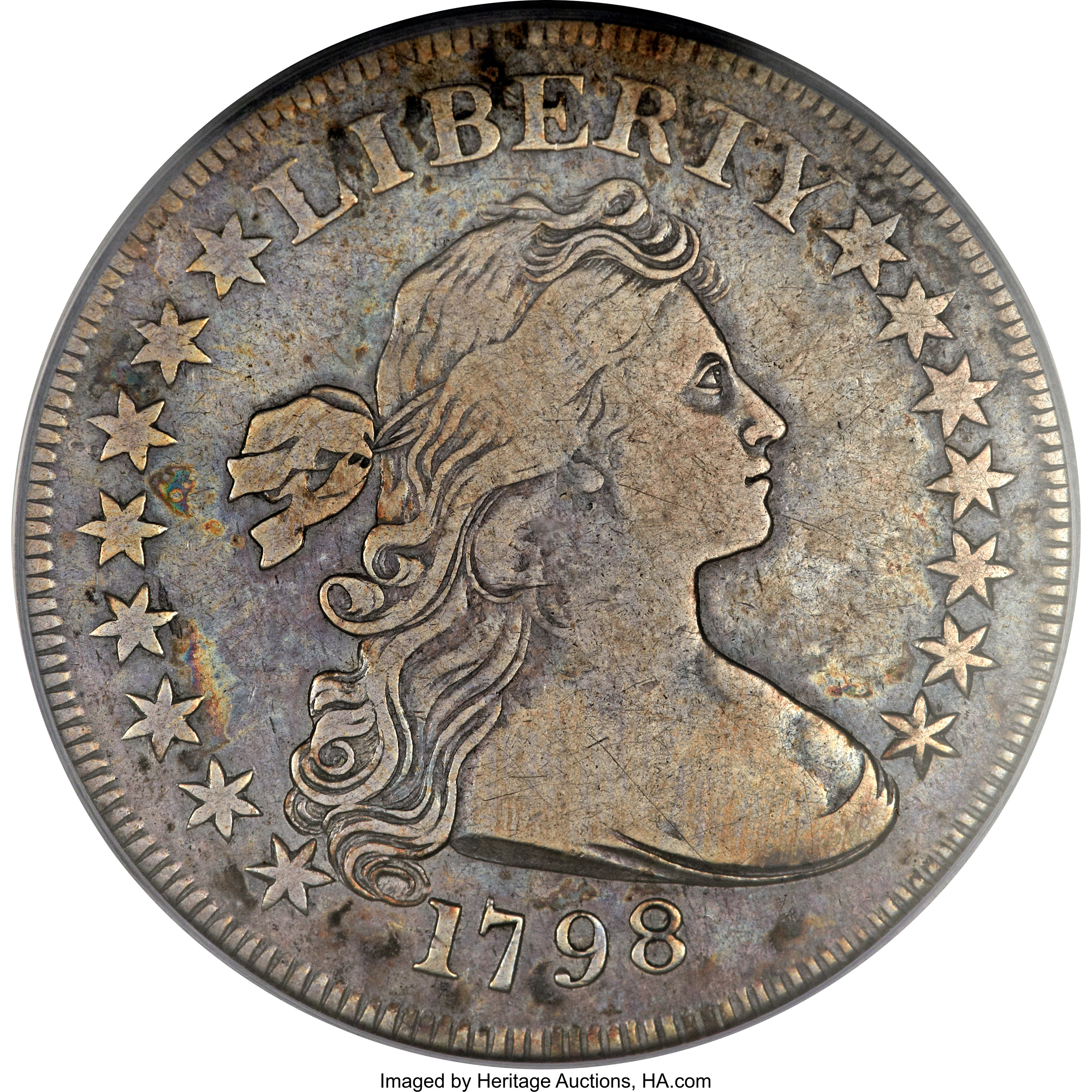 1798 $1 Small Eagle, 15 Stars, B-2, BB-81, R.3, Fine 12 PCGS Secure. CAC. ...